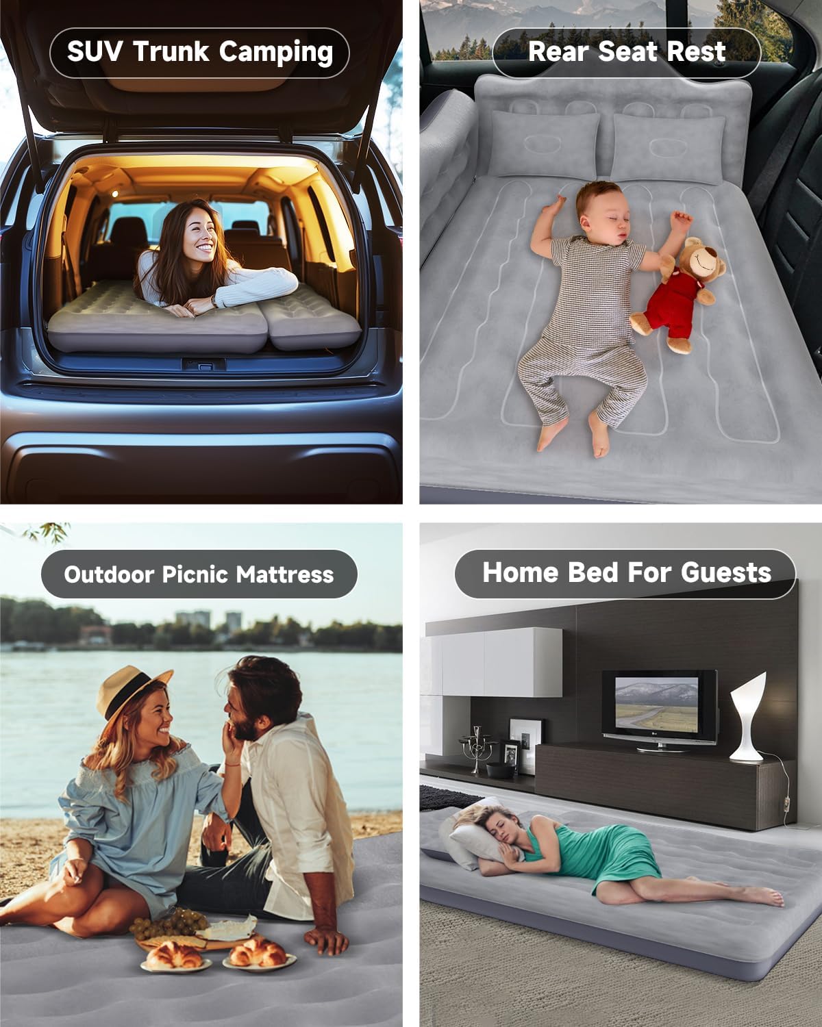 Umbrauto 23.62in/60cm Wide Inflatable Truck Mattress Car & SUV Back Seat Camping Bed with Pump - Energize Trek