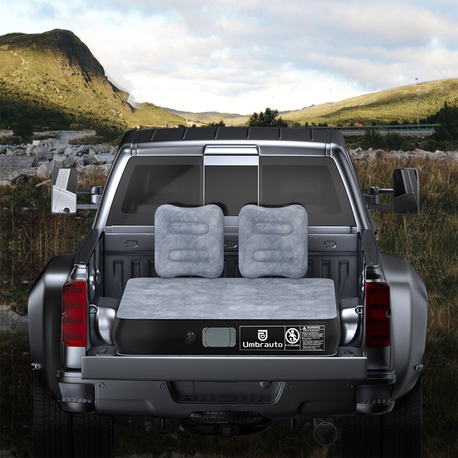 Umbrauto 5.5-6.5 ft Square Truck Bed Air Mattress with Wireless Rechargeable Pump Inflatable Full Size Pickup  Air Mattress - Energize Trek