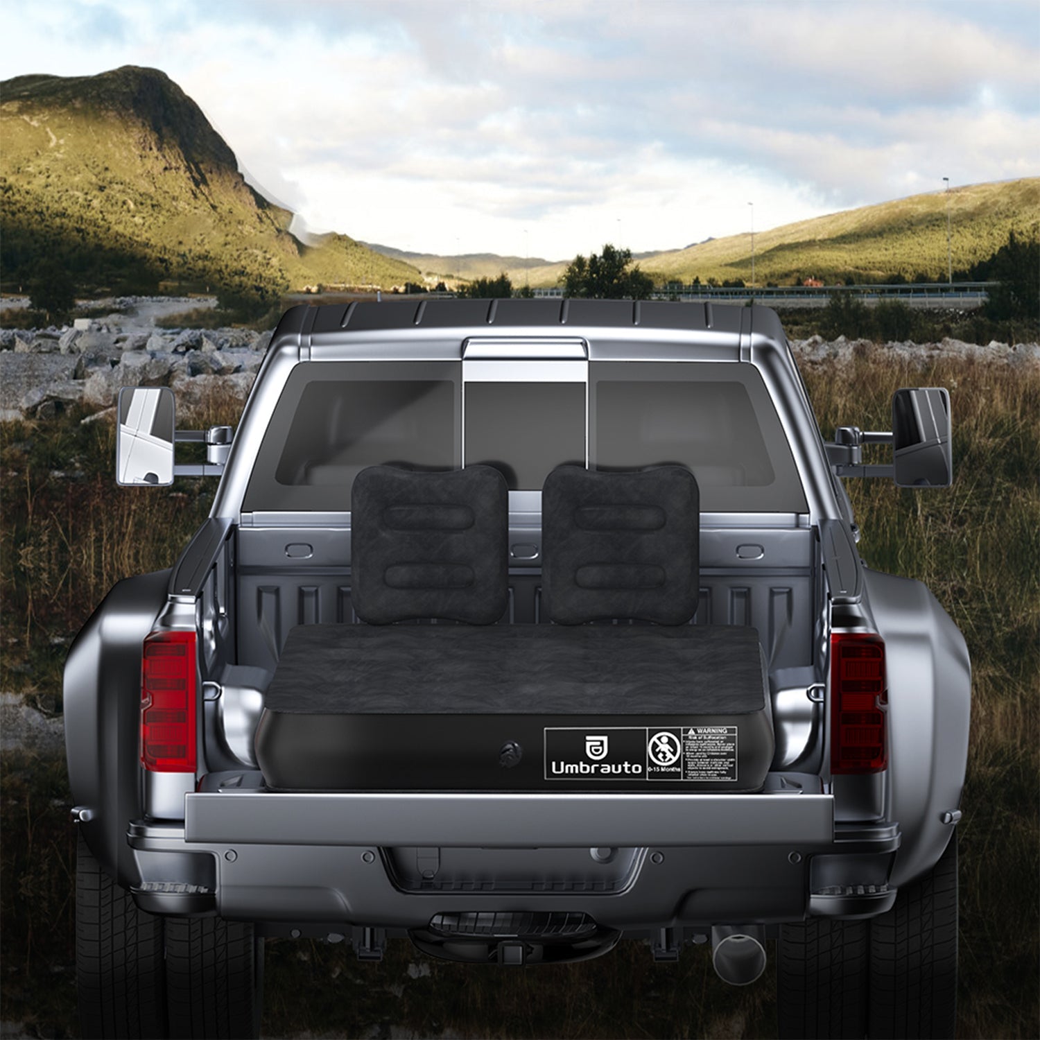 Umbrauto 5.5-6.5 ft Square Truck Bed Air Mattress with Wireless Rechargeable Pump Inflatable Full Size Pickup  Air Mattress - Energize Trek