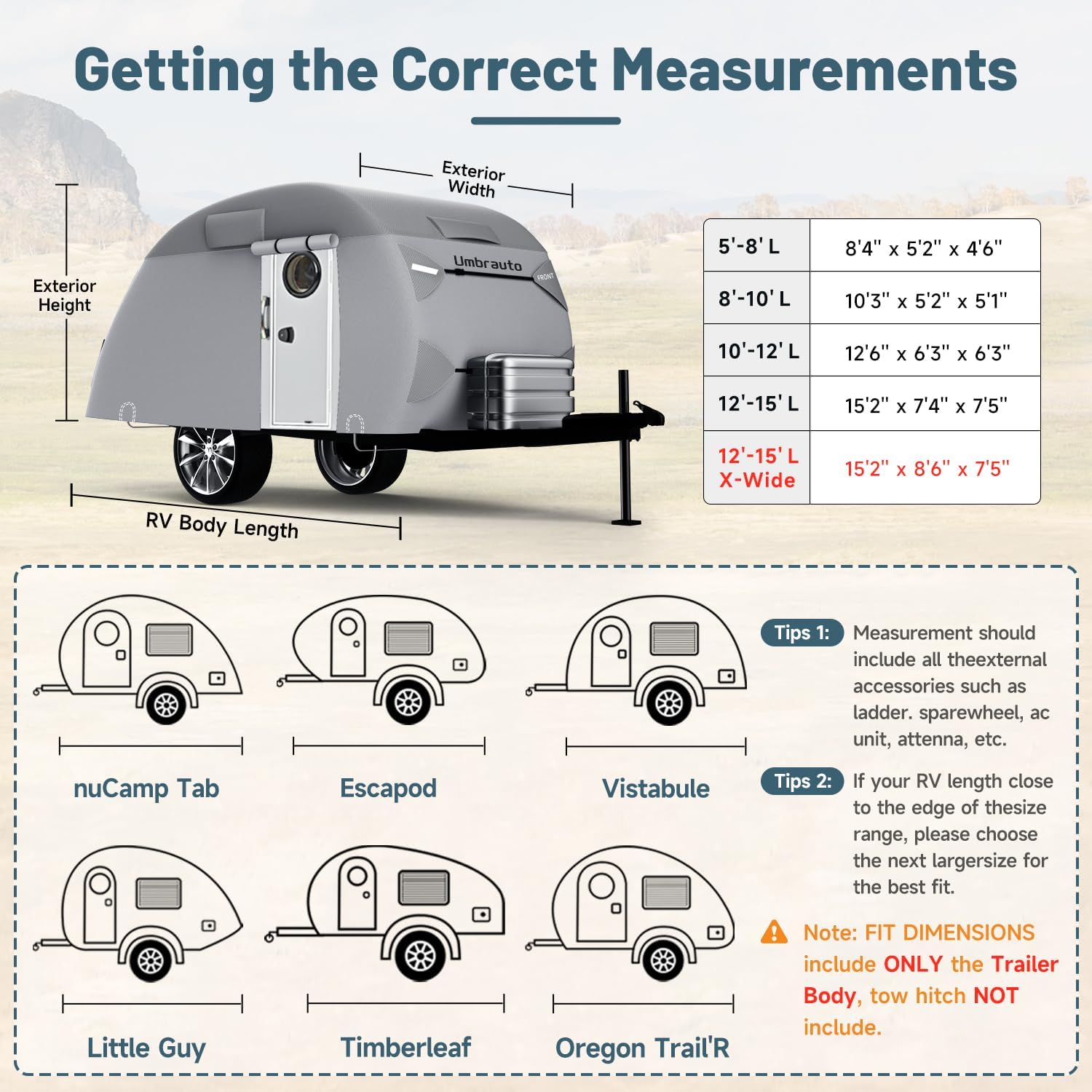 Umbrauto 7 Layers Teardrop Travel Trailer Cover - Energize Trek
