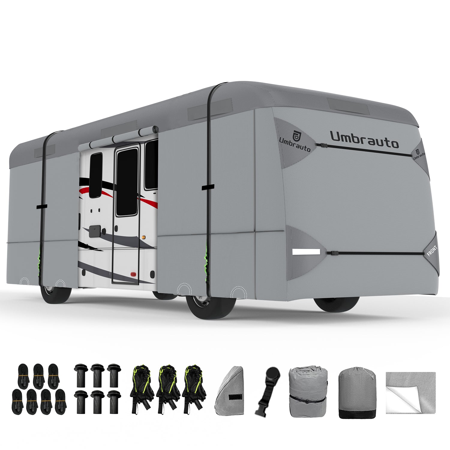 Umbrauto Class A RV Cover Upgraded Heavy Duty 7 Layers Top Windproof Breathable Class A Motorhome Camper Cover,Grey - Energize Trek