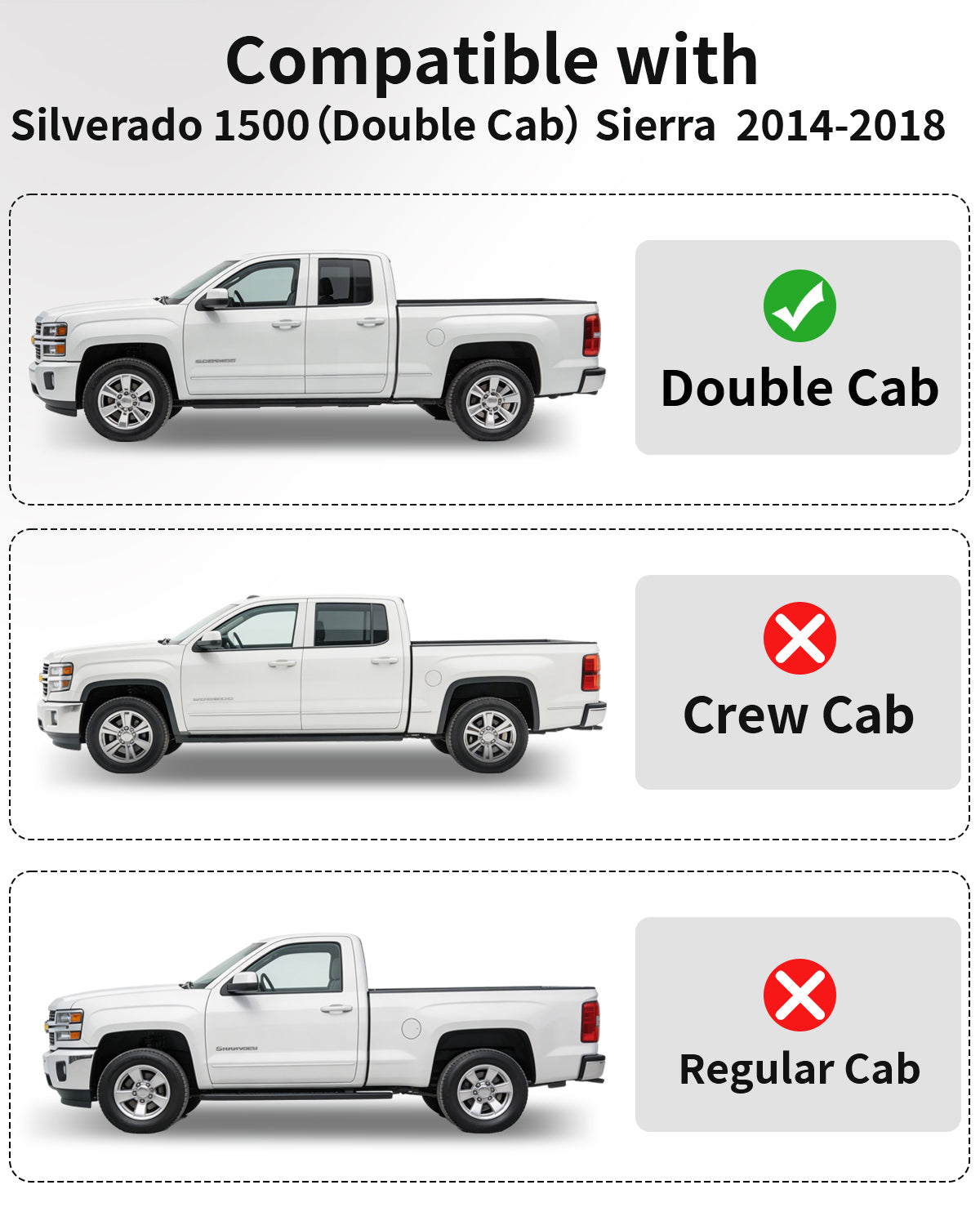 Umbrauto Custom Fit Floor Mats for Chevy Silverado/GMC Sierra Double Cab 1500 2014-2018, 2500HD/3500HD 2015-2019, All Weather TPE Truck Floor Liners for Carpet Floor, Front&Rear Row, Footwell Coverage - Energize Trek