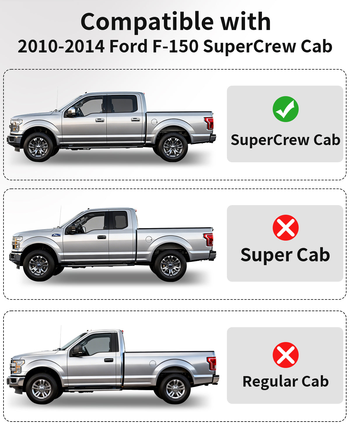 Umbrauto Custom Fit Floor Mats for Ford F150 SuperCrew 2010-2014 (Not for SuperCab or Regular Cab), All Weather TPE Pickup Truck Floor Liners for Front and Rear Row, Durable Non-Slip Automotive Mats - Energize Trek