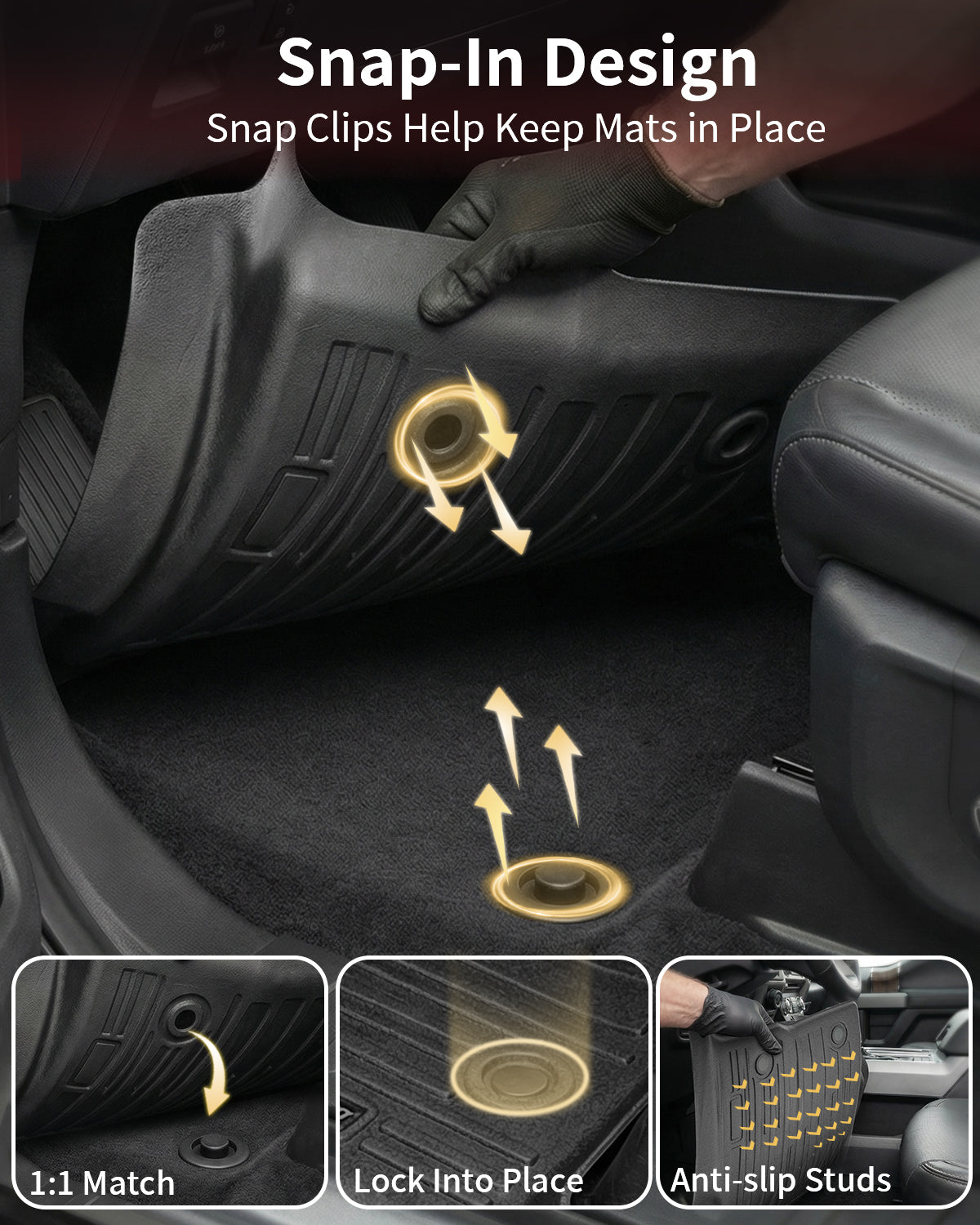 Umbrauto Custom Fit Floor Mats for Ford F150 SuperCrew 2010-2014 (Not for SuperCab or Regular Cab), All Weather TPE Pickup Truck Floor Liners for Front and Rear Row, Durable Non-Slip Automotive Mats - Energize Trek