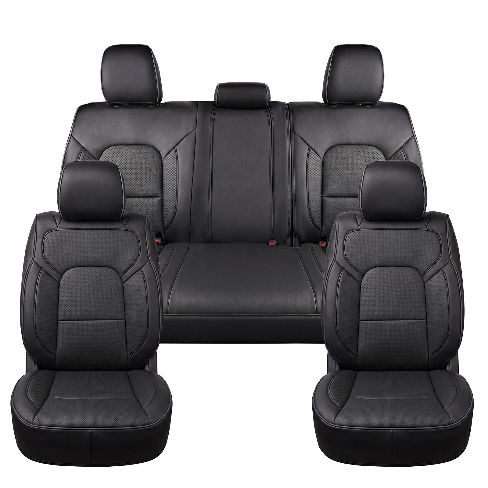 Umbrauto Custom Seat Covers fit for Dodge Ram 1500 2500 3500, Full Coverage Luxury Leather Ram Truck Seat Cover 2009-2025 Compatible with Crew Cab Double Quad Regular (Full Set (Flat Rear)) - Energize Trek