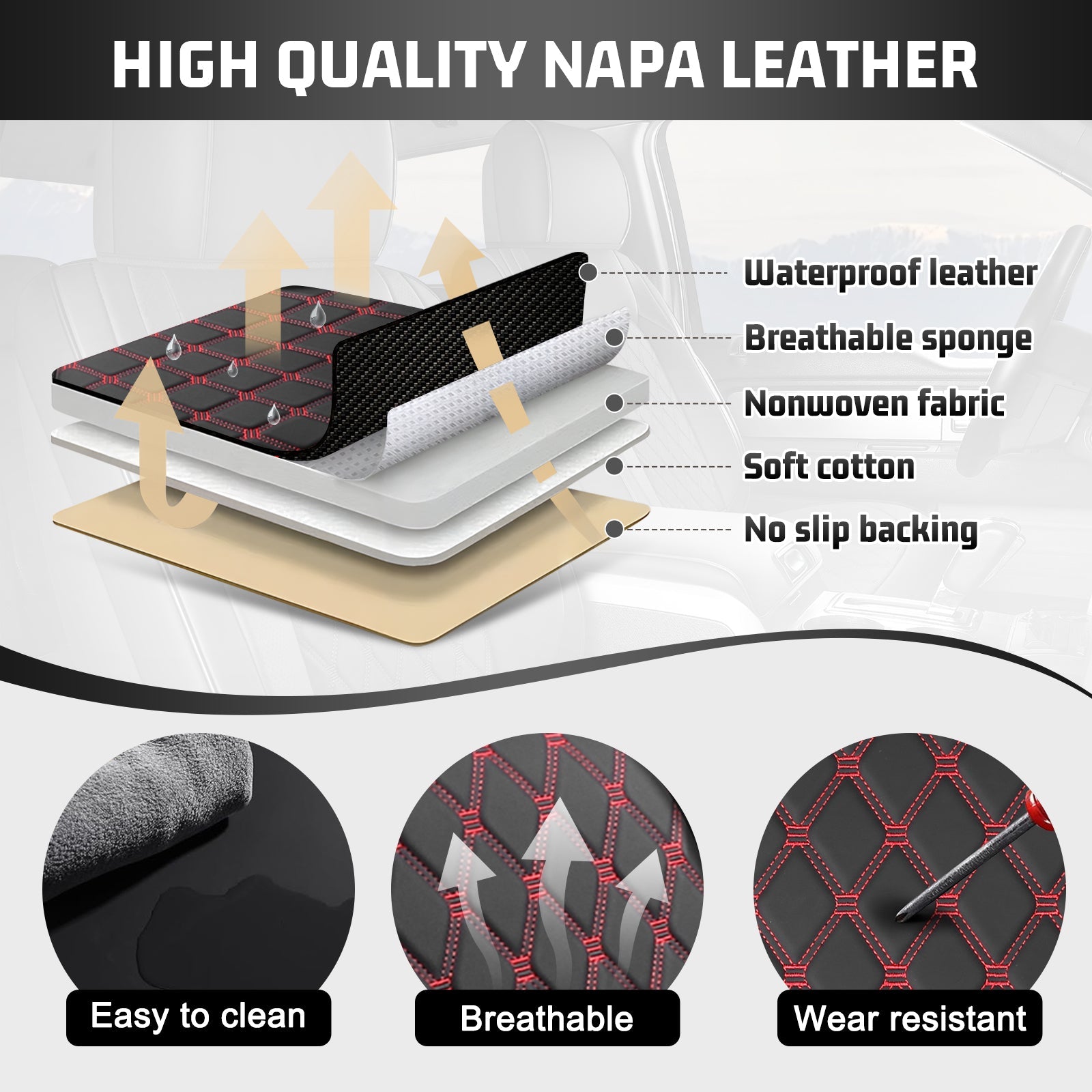 Umbrauto Truck Seat Cover Fit for  Silverado/Sierra,Red - Energize Trek