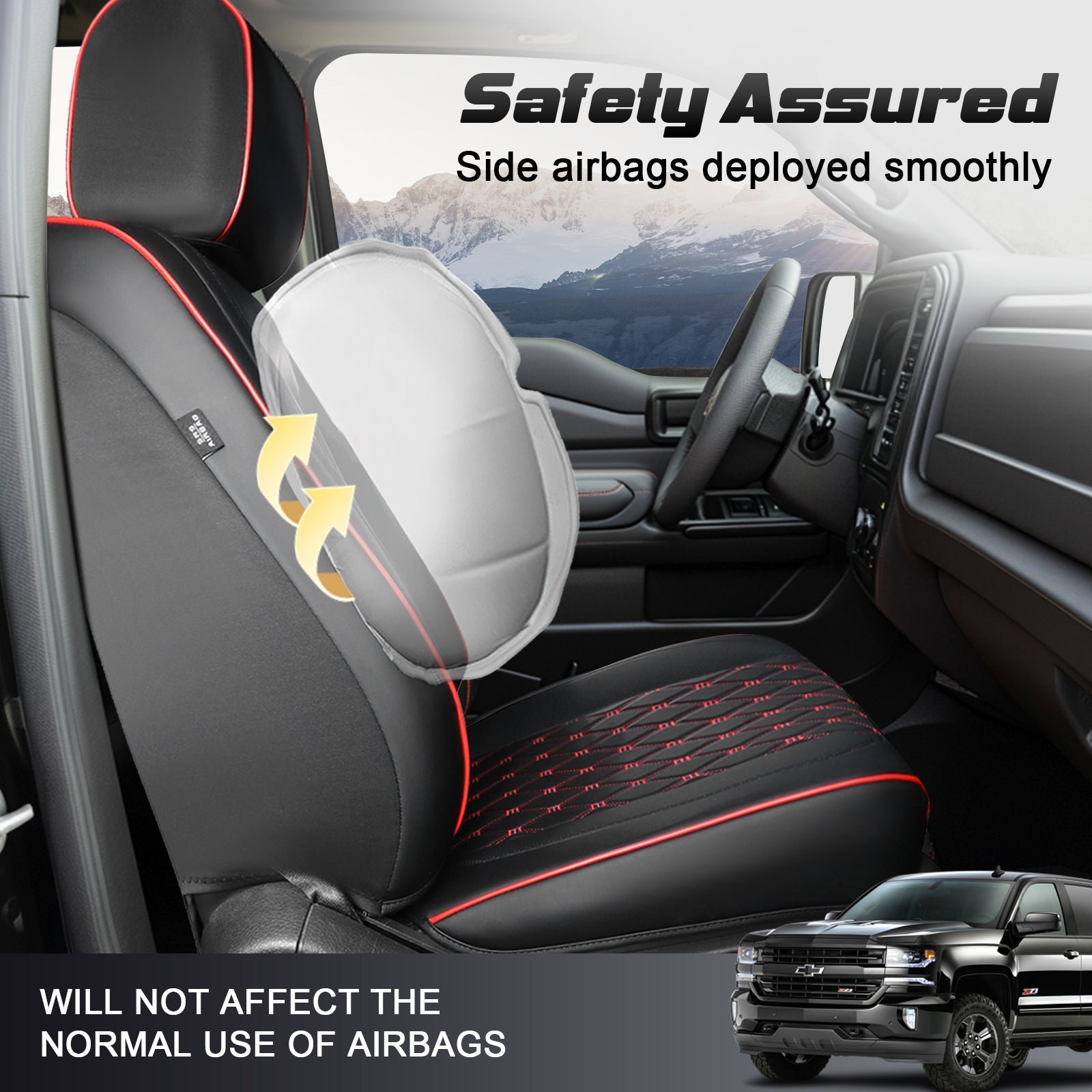 Umbrauto Truck Seat Cover Fit for  Silverado/Sierra,Red - Energize Trek
