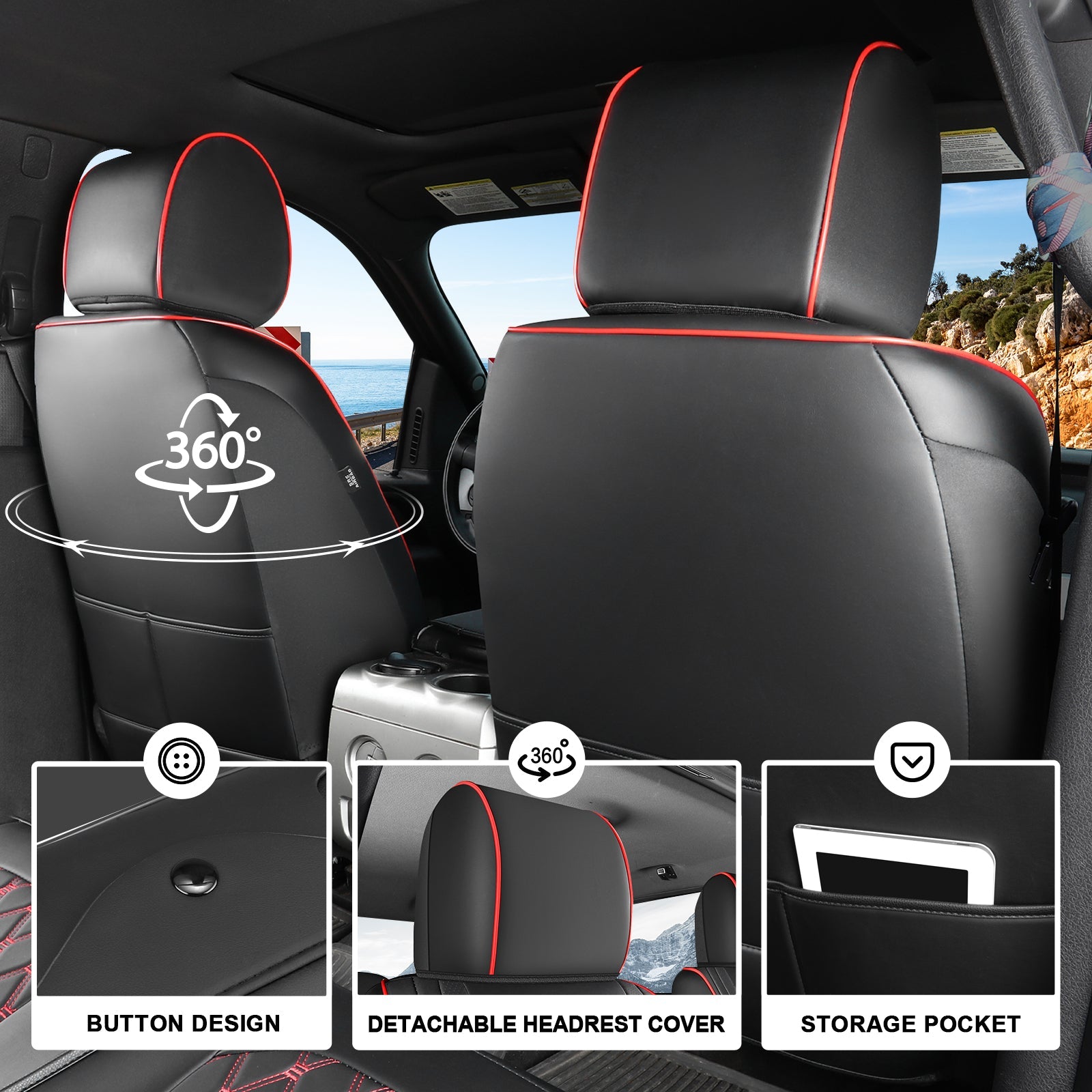 Umbrauto Truck Seat Cover Fit for  Silverado/Sierra,Red - Energize Trek