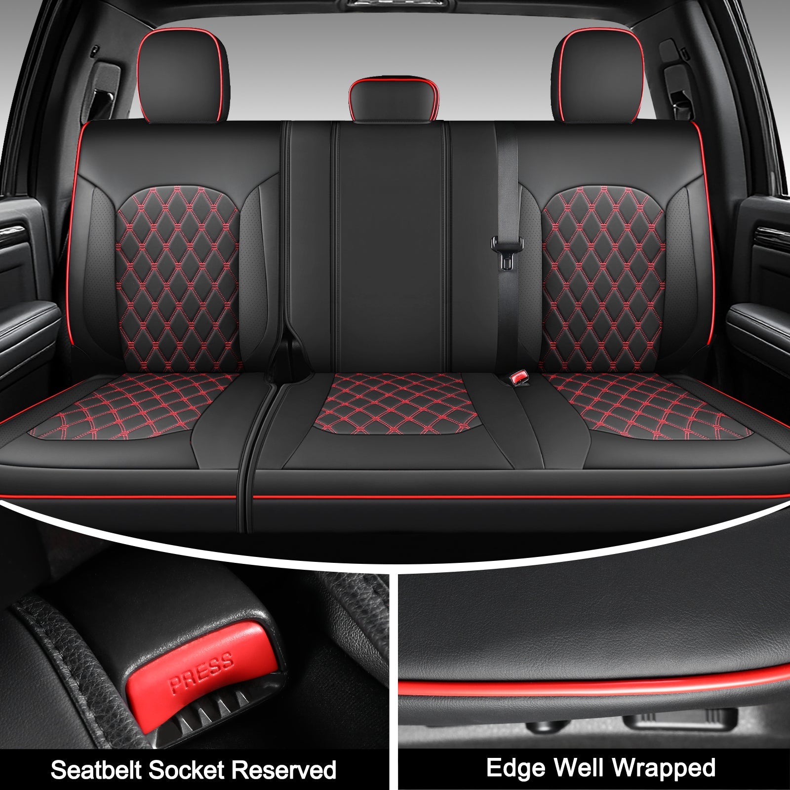 Umbrauto Truck Seat Cover Fit for  Silverado/Sierra,Red - Energize Trek