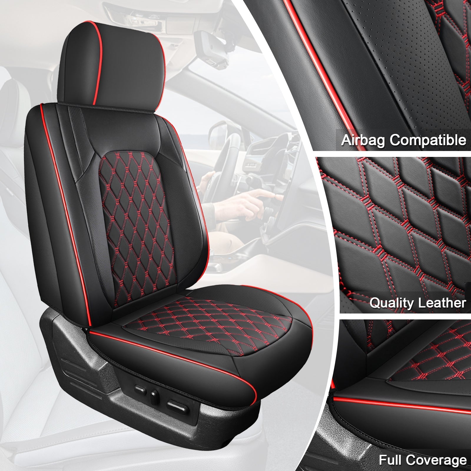 Umbrauto Truck Seat Cover Fit for  Silverado/Sierra,Red - Energize Trek
