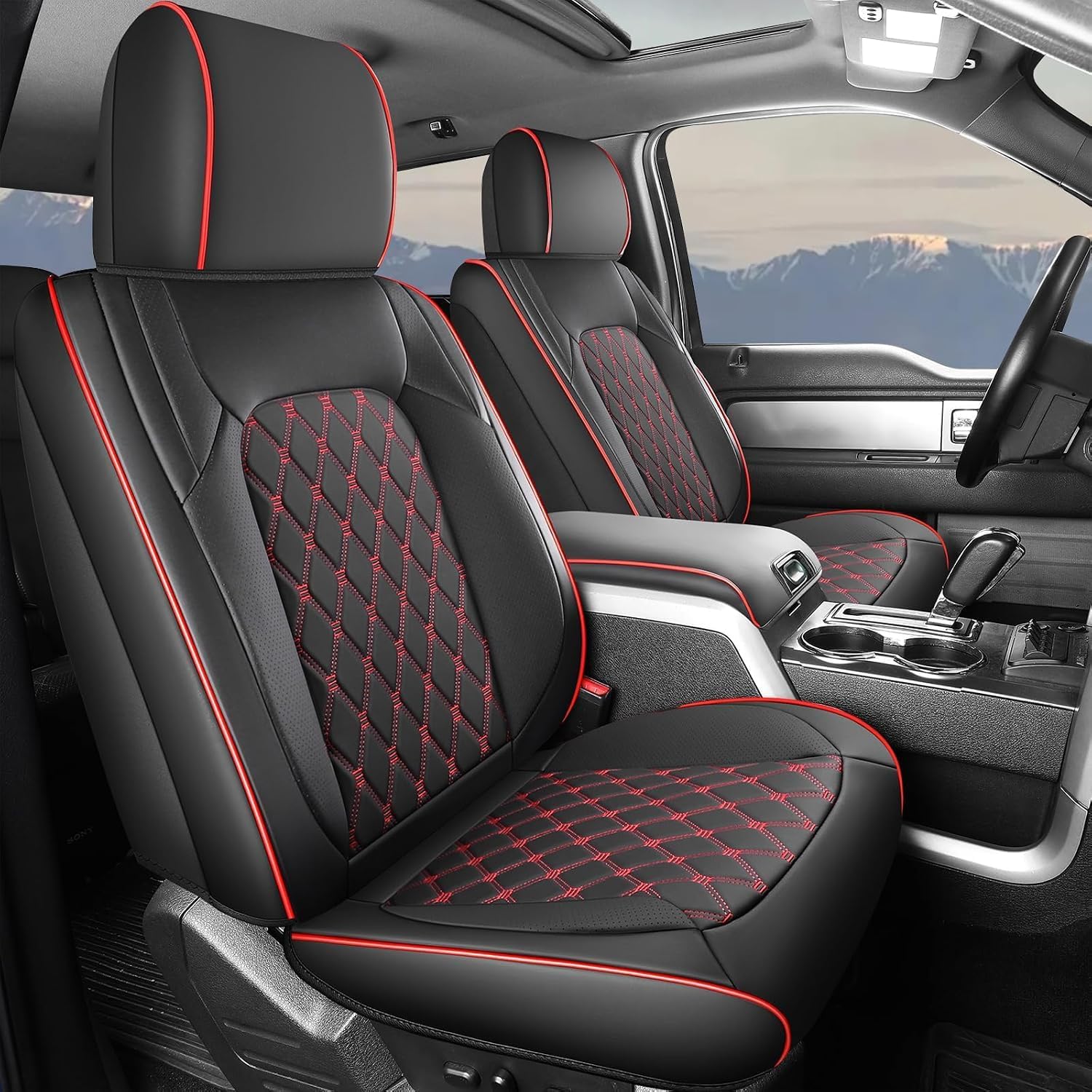 Umbrauto Leather Seat Covers for Silverado/Sierra, Waterproof Custom Full Set Seatcovers for Chevy Silverado/GMC Sierra 2007-2013 & 2019-2026 1500, 2020-2026 2500HD 3500HD Crew/Double/Extended Cab - Energize Trek