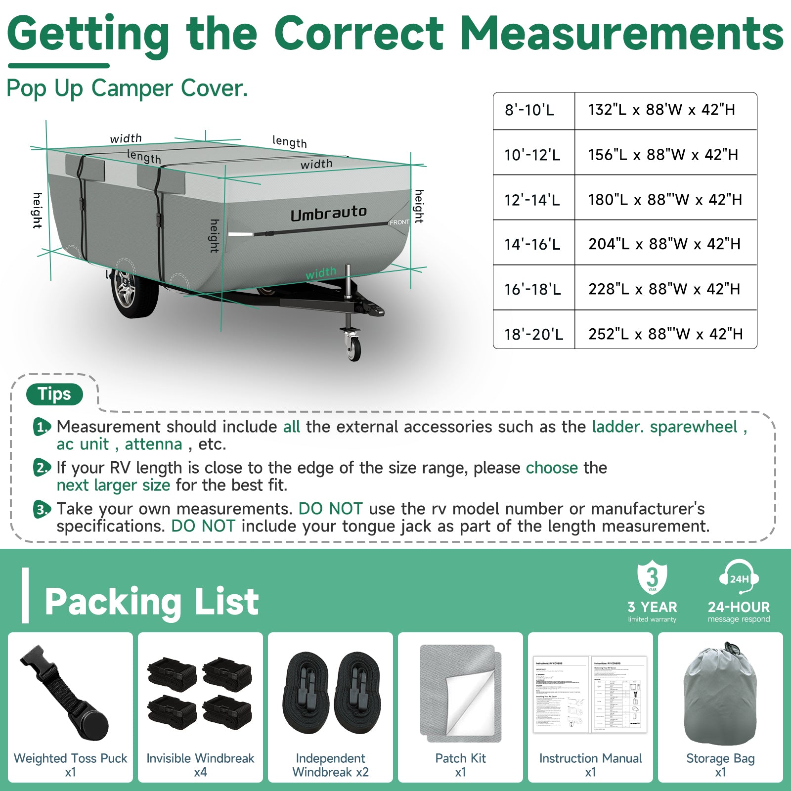 Umbrauto Pop Up Folding Camper Cover Upgraded 7 Layers Top 3 Layers Side,Grey - Energize Trek