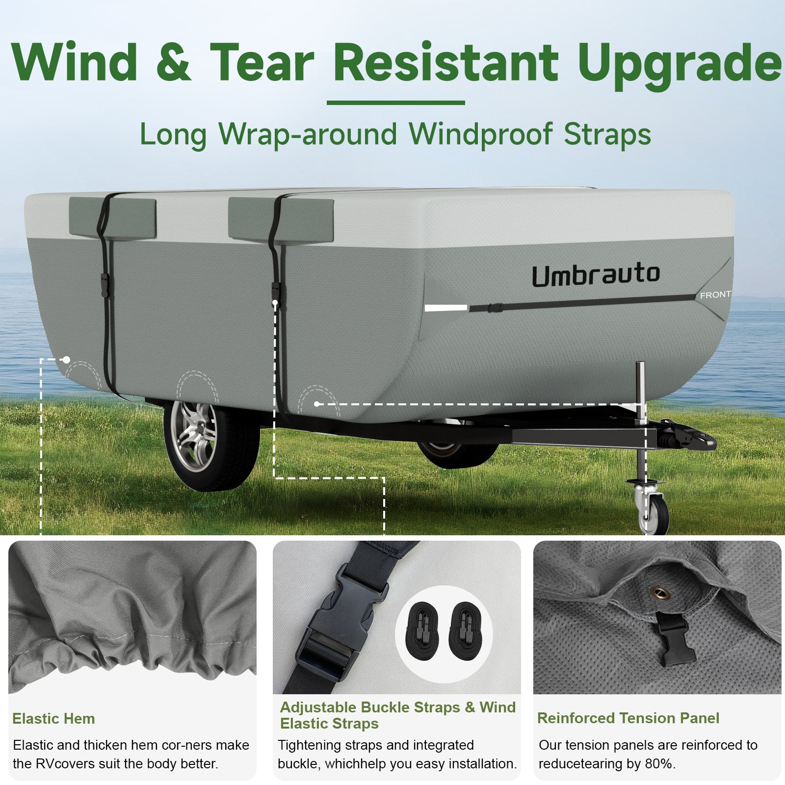 Umbrauto Pop Up Folding Camper Cover Upgraded 7 Layers Top 3 Layers Side,Grey - Energize Trek
