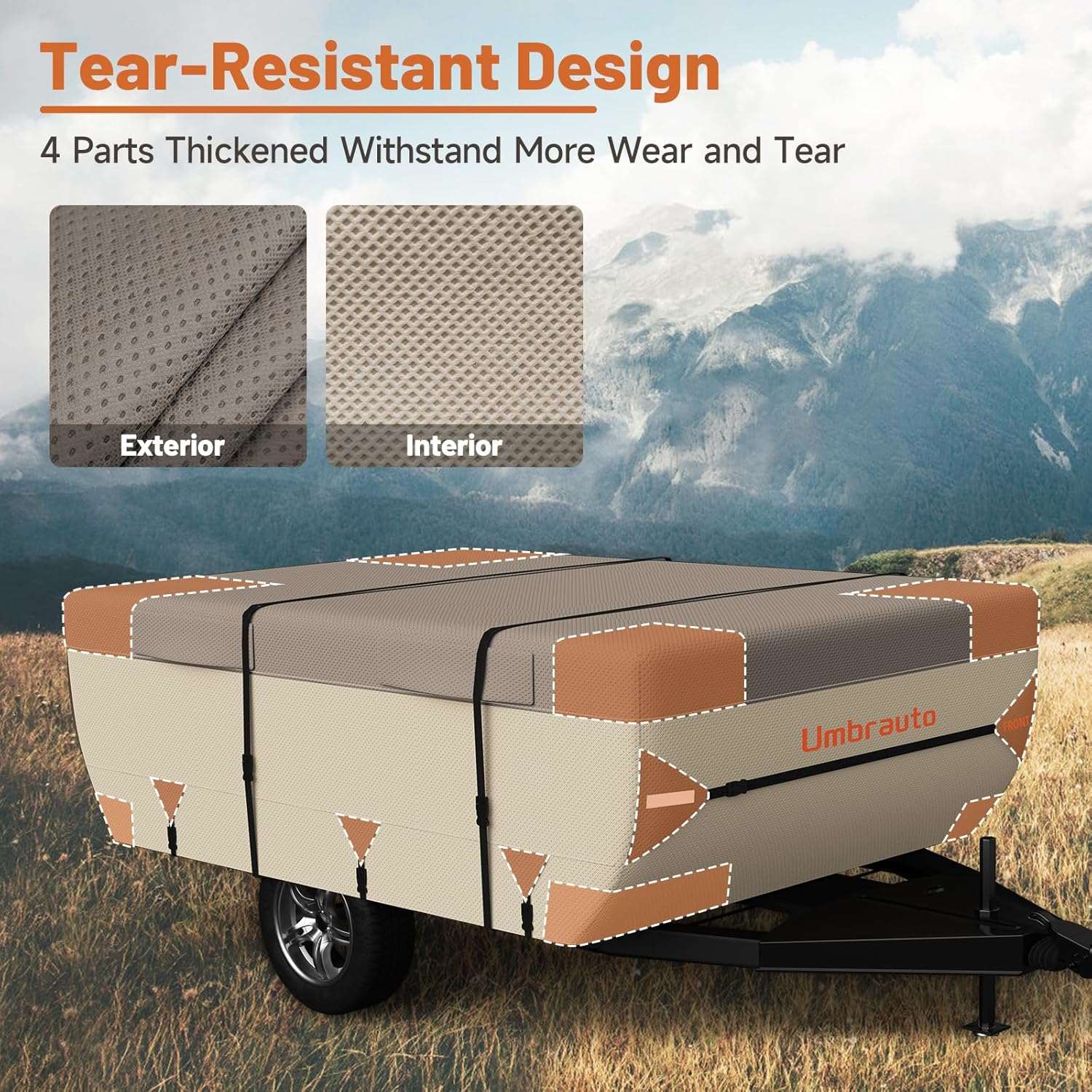 Umbrauto Pop Up Folding Camper Cover Upgraded 7 Layers Top 3 Layers Side,Khaki - Energize Trek