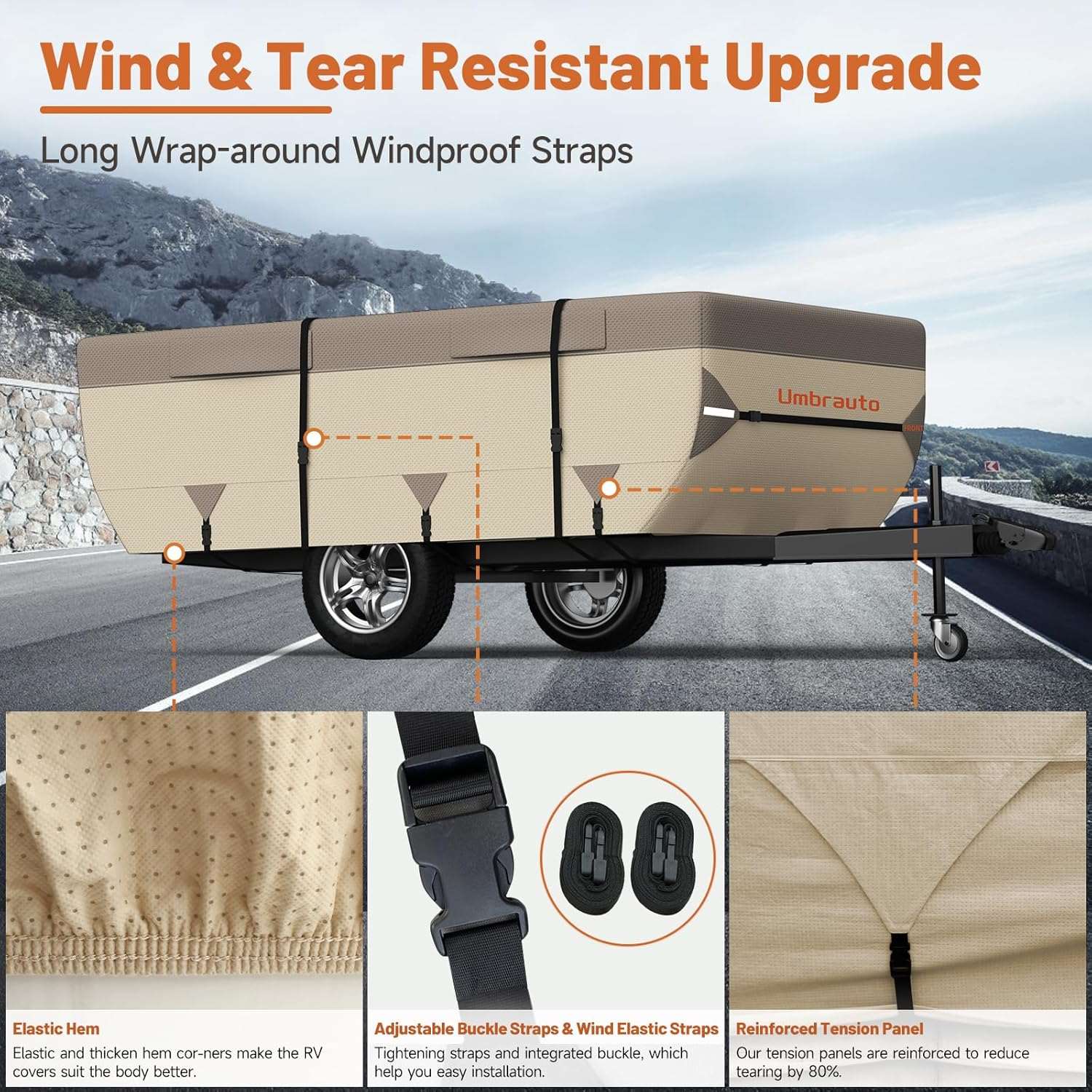 Umbrauto Pop Up Folding Camper Cover Upgraded 7 Layers Top 3 Layers Side,Khaki - Energize Trek
