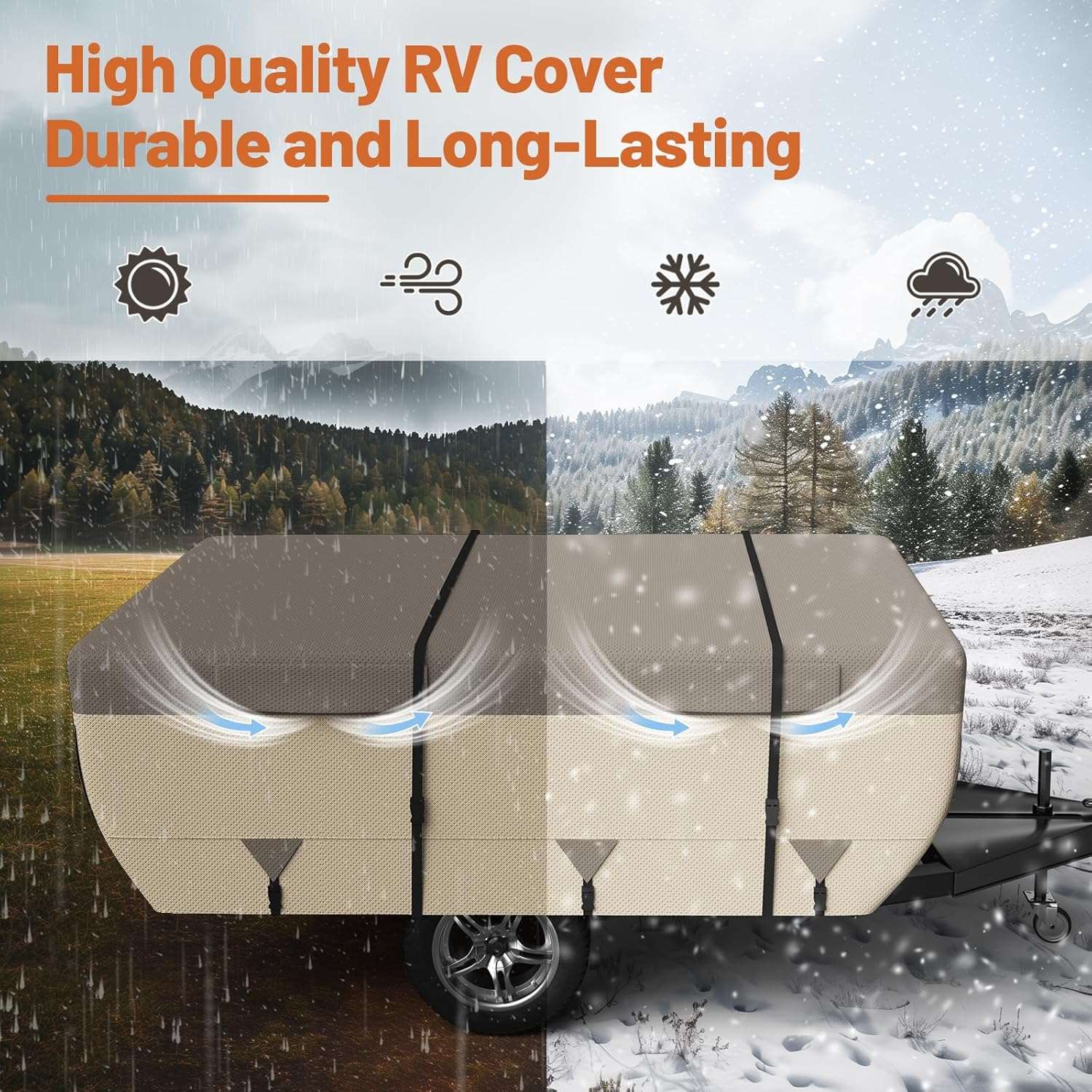 Umbrauto Pop Up Folding Camper Cover Upgraded 7 Layers Top 3 Layers Side,Khaki - Energize Trek