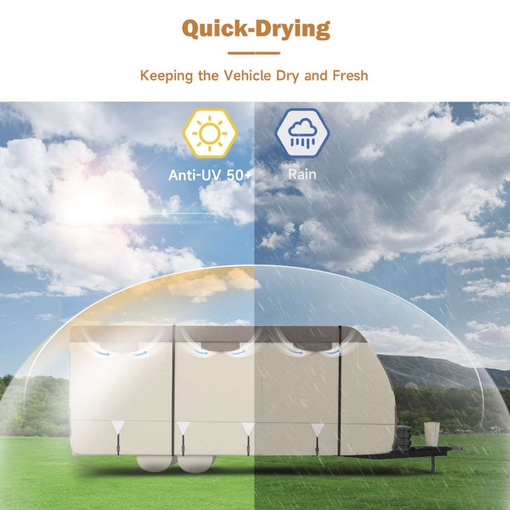 Umbrauto RV Cover,7 Layers Travel Trailer Cover, Waterproof Camper Cover,Khaki - Energize Trek