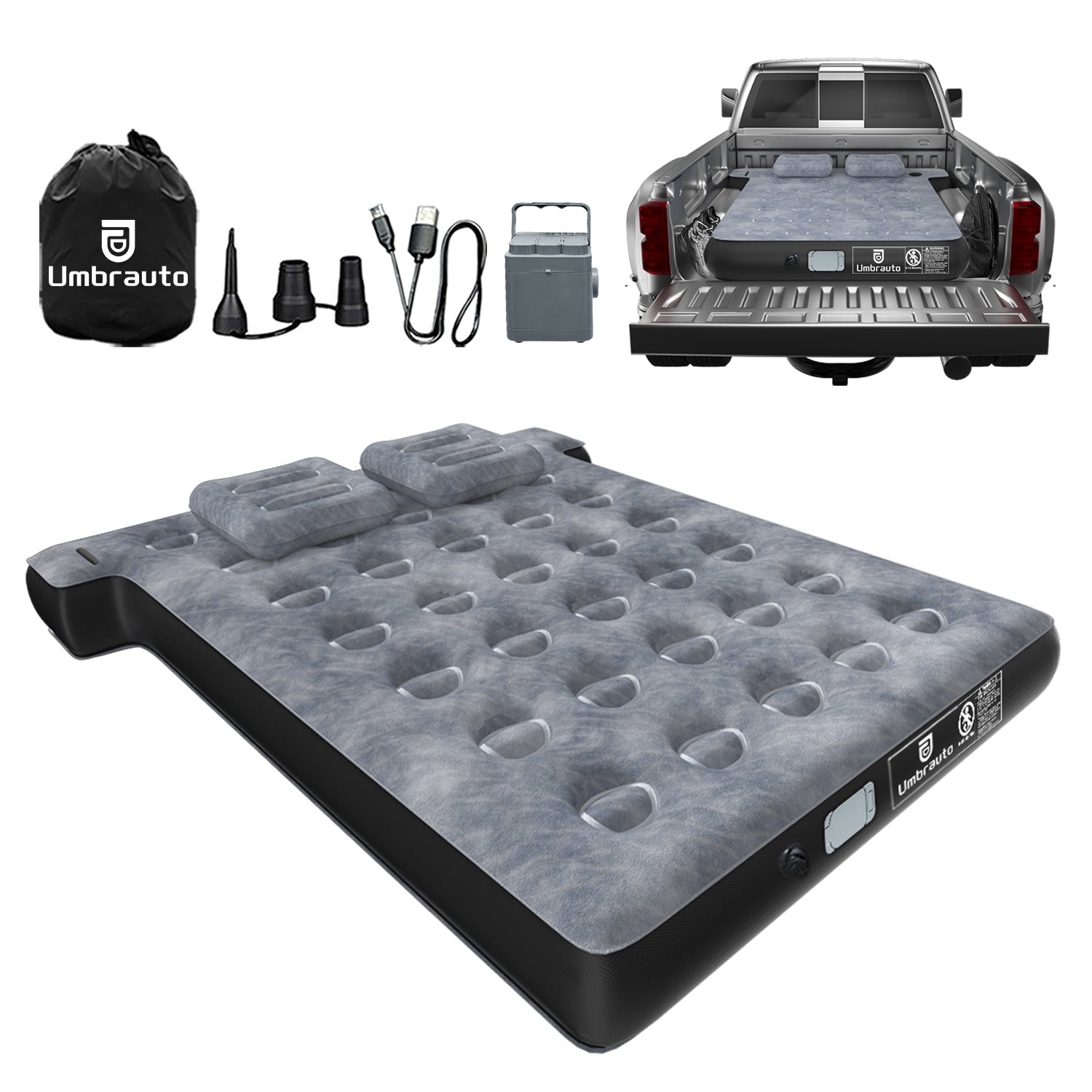 Umbrauto T Shape Truck Bed Air Mattress Inflatable 5.5-5.8ft Short Truck Air Mattress for Camping - Energize Trek