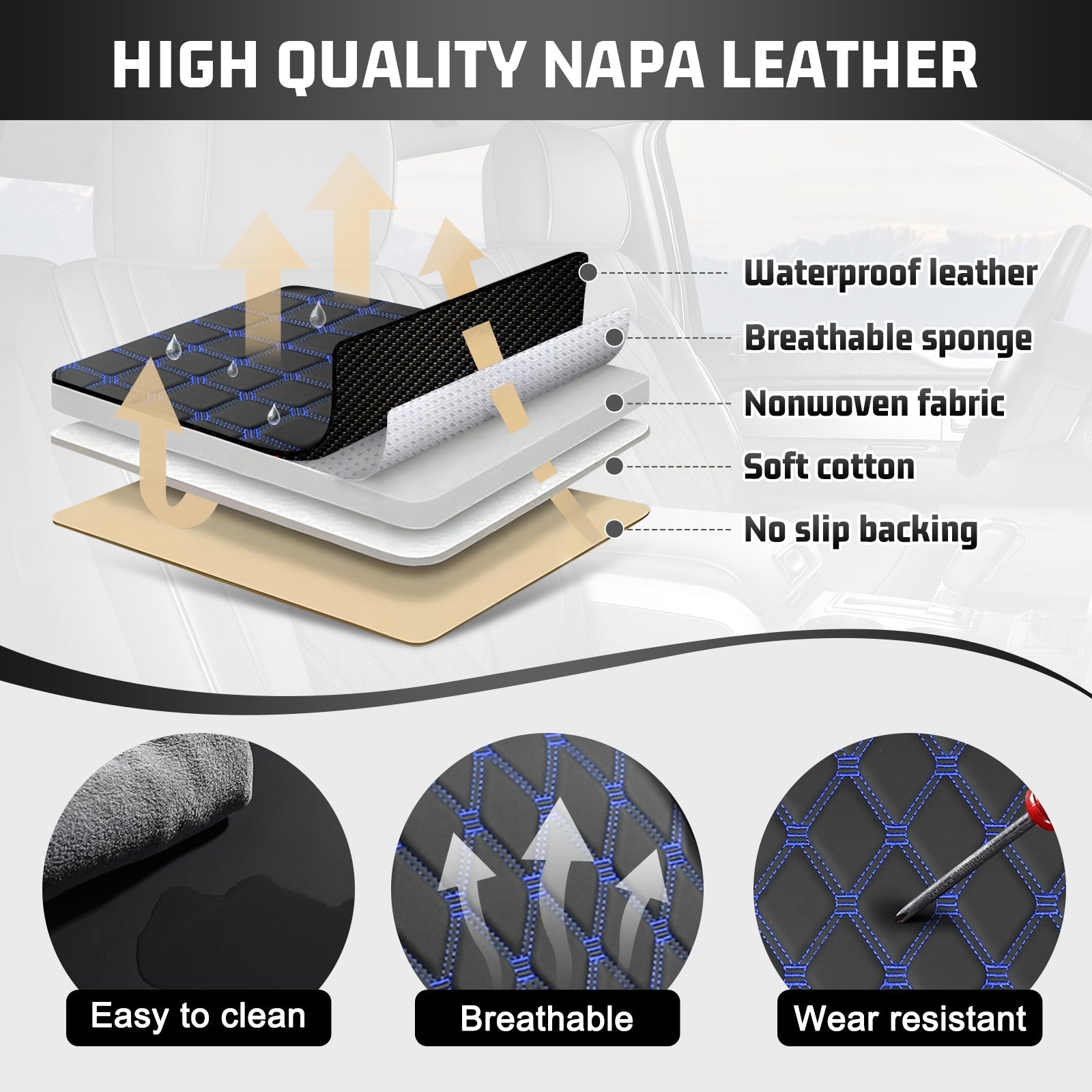 Umbrauto Truck Seat Cover Fit for Silverado and Sierra,Blue - Energize Trek