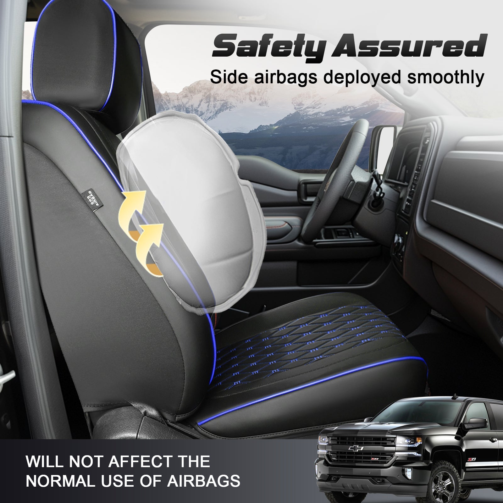 Umbrauto Truck Seat Cover Fit for Silverado and Sierra,Blue - Energize Trek