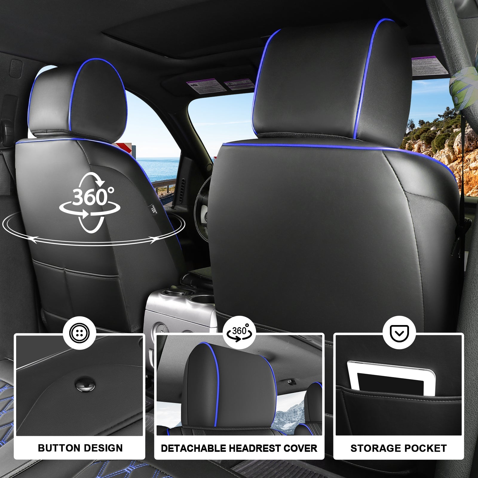 Umbrauto Truck Seat Cover Fit for Silverado and Sierra,Blue - Energize Trek