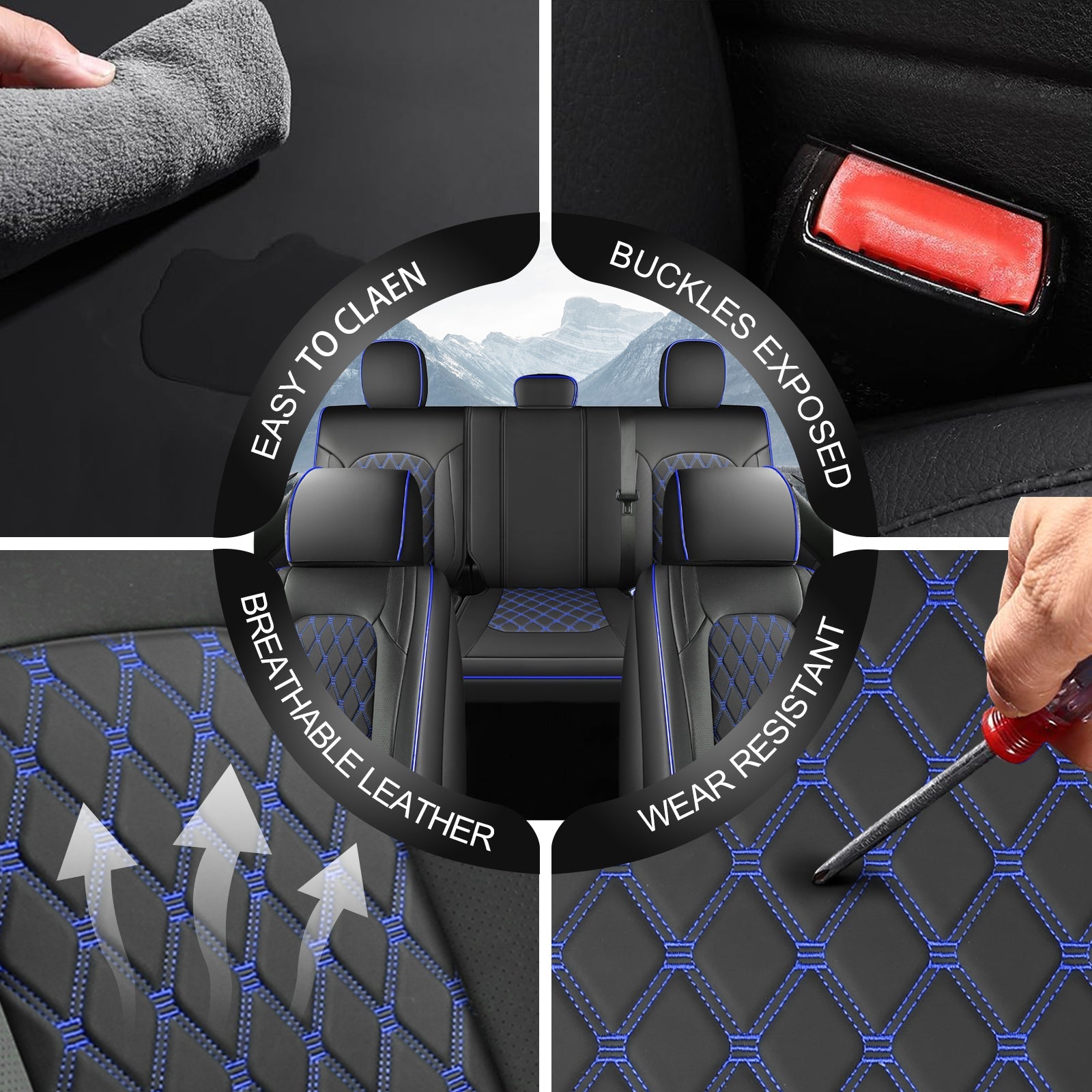 Umbrauto Truck Seat Cover Fit for Silverado and Sierra,Blue - Energize Trek