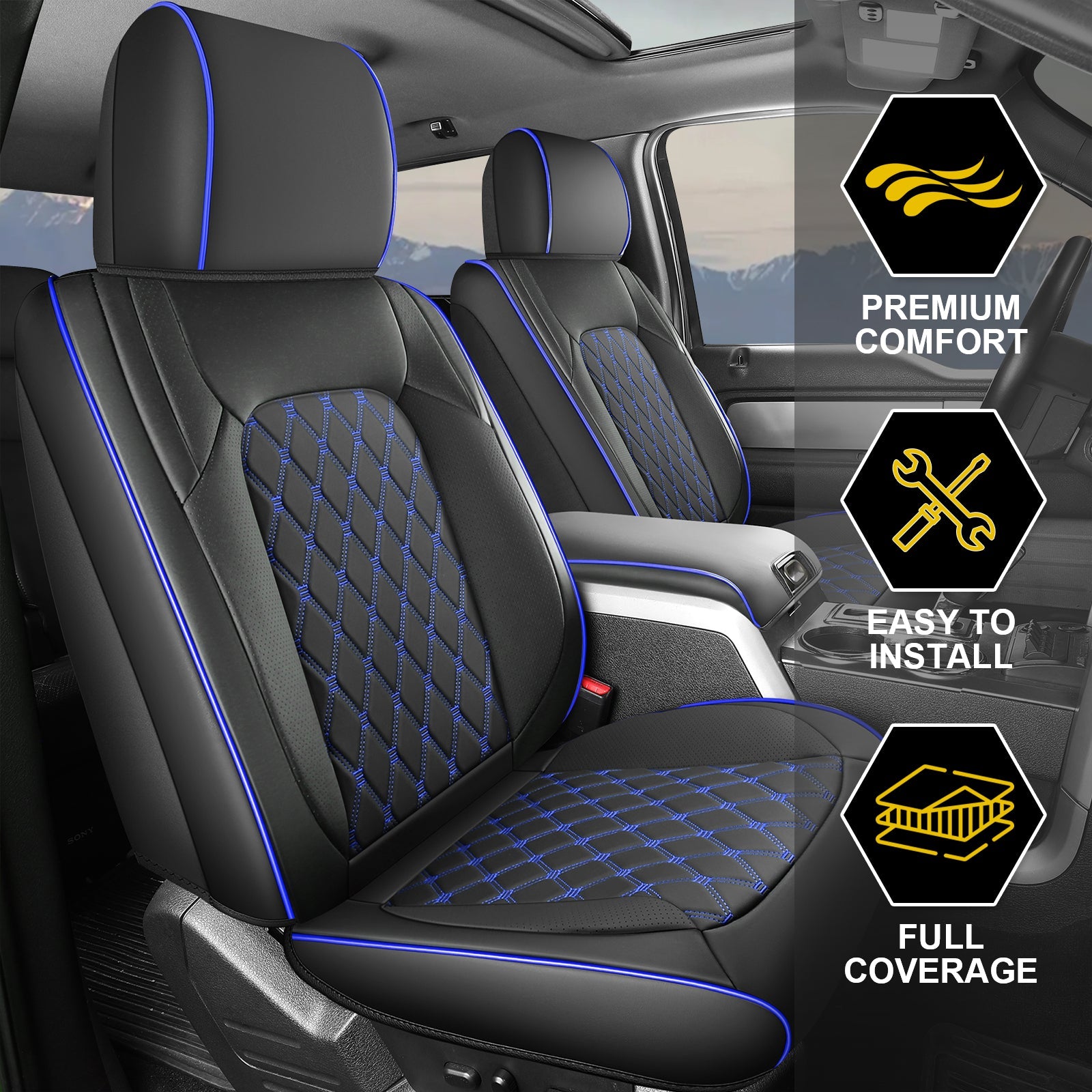 Umbrauto Truck Seat Cover Fit for Silverado and Sierra,Blue - Energize Trek