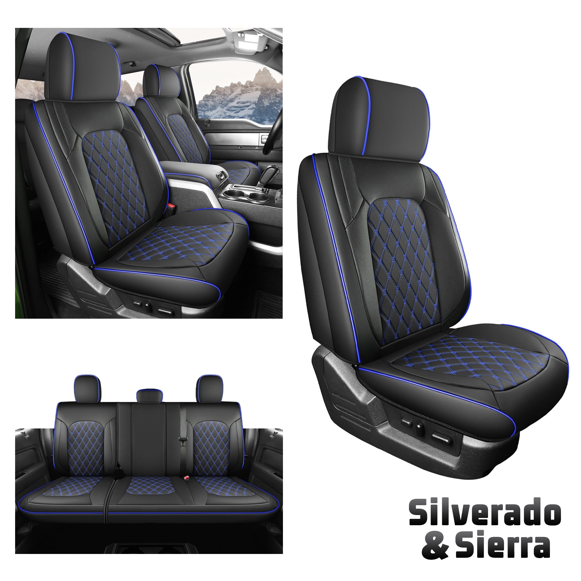 Umbrauto Truck Seat Cover Fit for Silverado and Sierra,Blue - Energize Trek