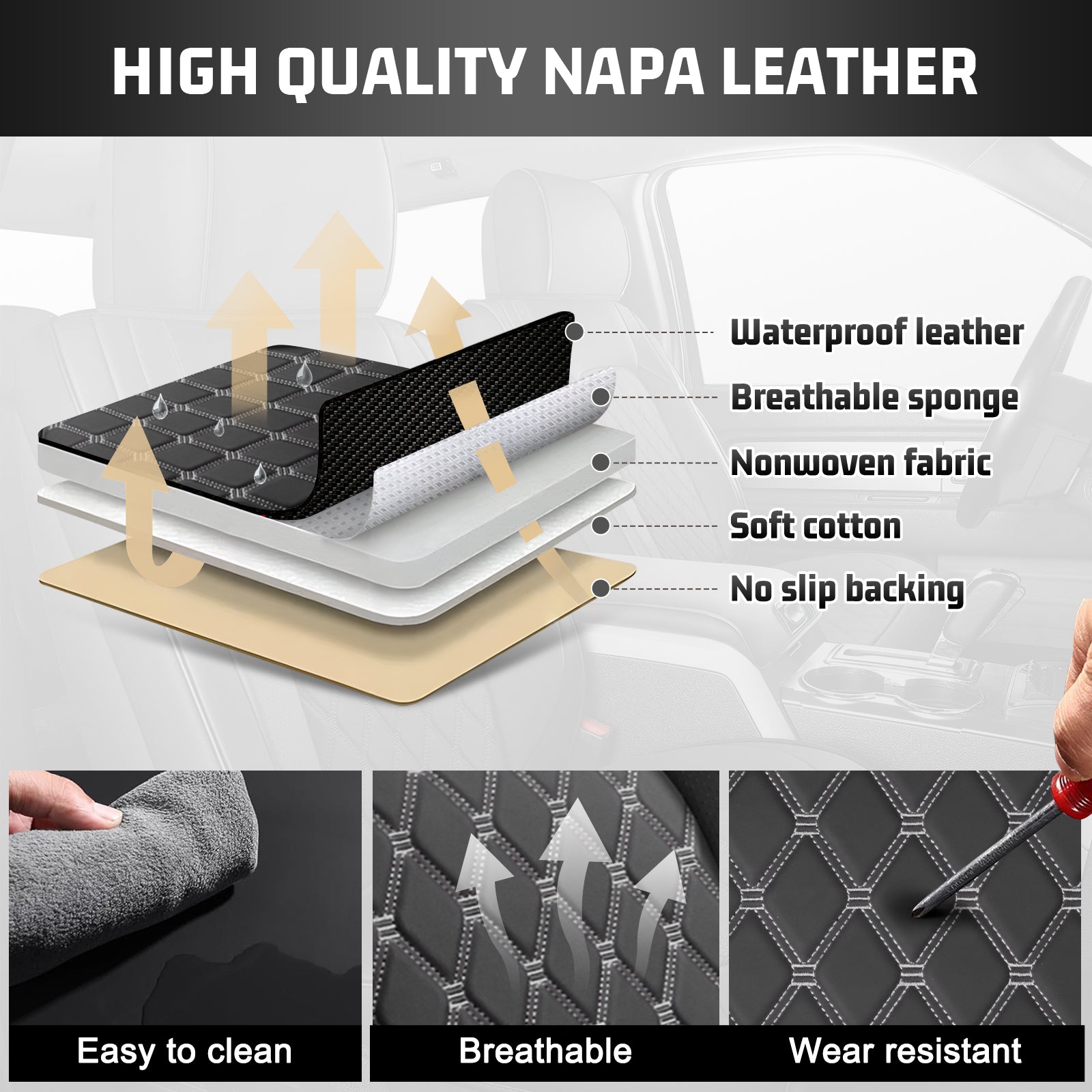 Umbrauto Truck Seat Cover Fit for Silverado and Sierra,Gray - Energize Trek