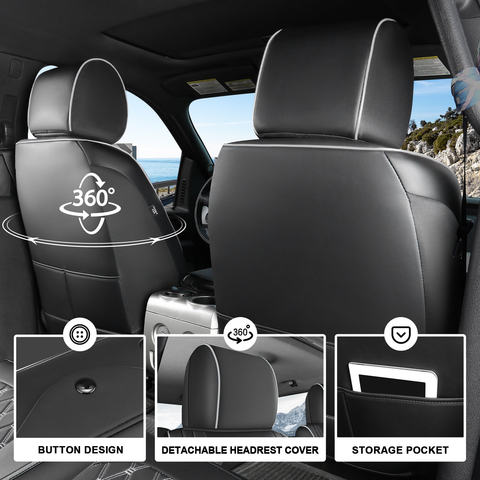 Umbrauto Truck Seat Cover Fit for Silverado and Sierra,Gray - Energize Trek