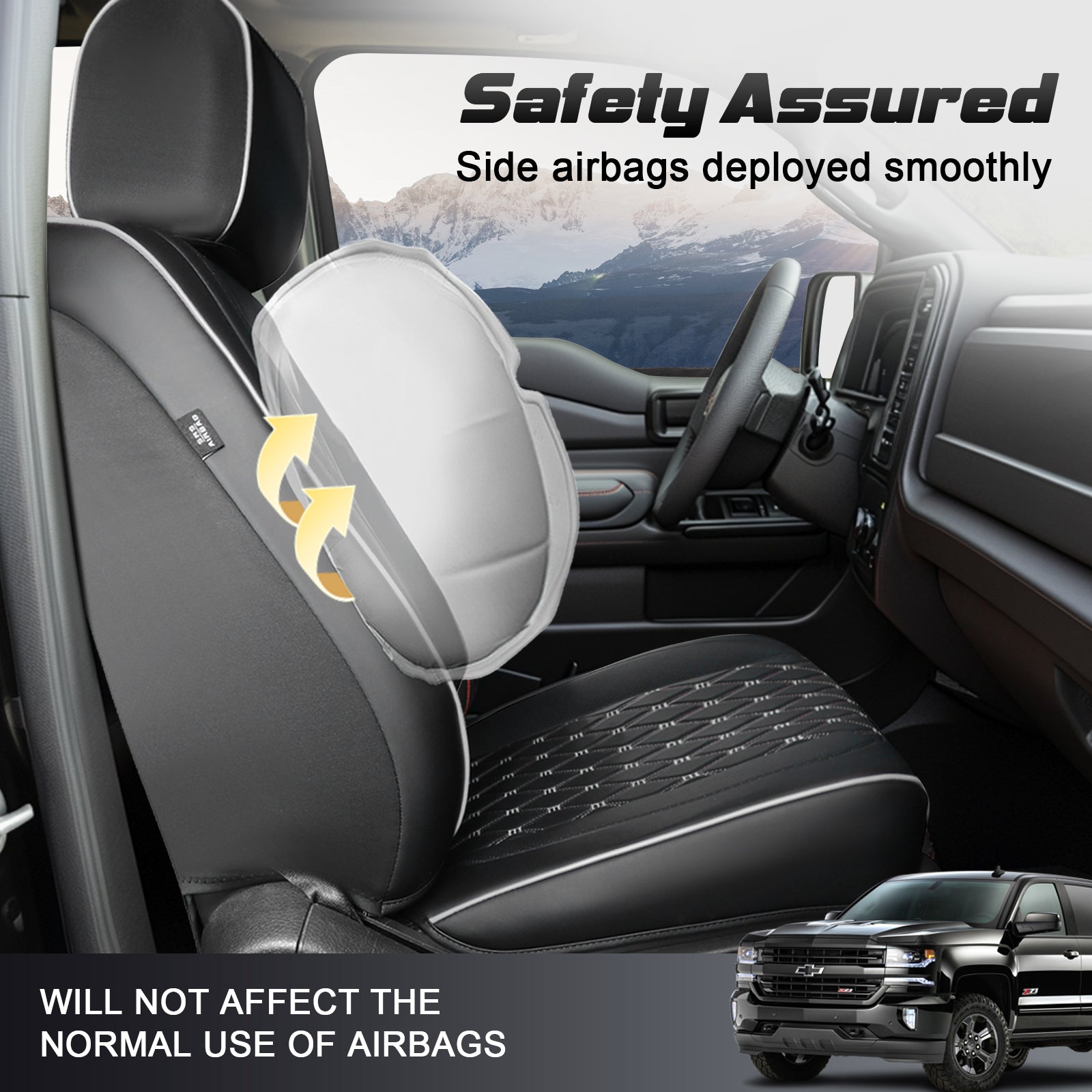 Umbrauto Truck Seat Cover Fit for Silverado and Sierra,Gray - Energize Trek