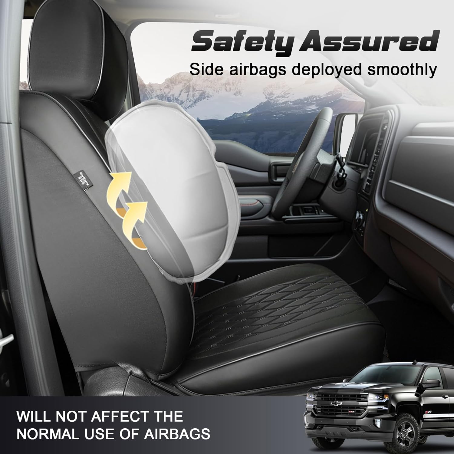 Umbrauto Truck Seat Covers for Silverado/Sierra,Black - Energize Trek