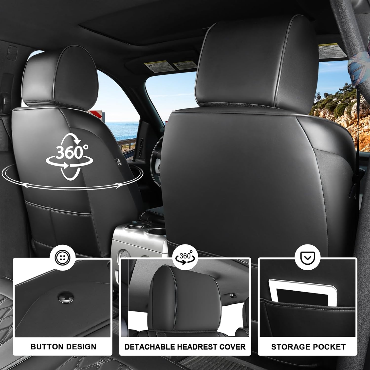 Umbrauto Truck Seat Covers for Silverado/Sierra,Black - Energize Trek