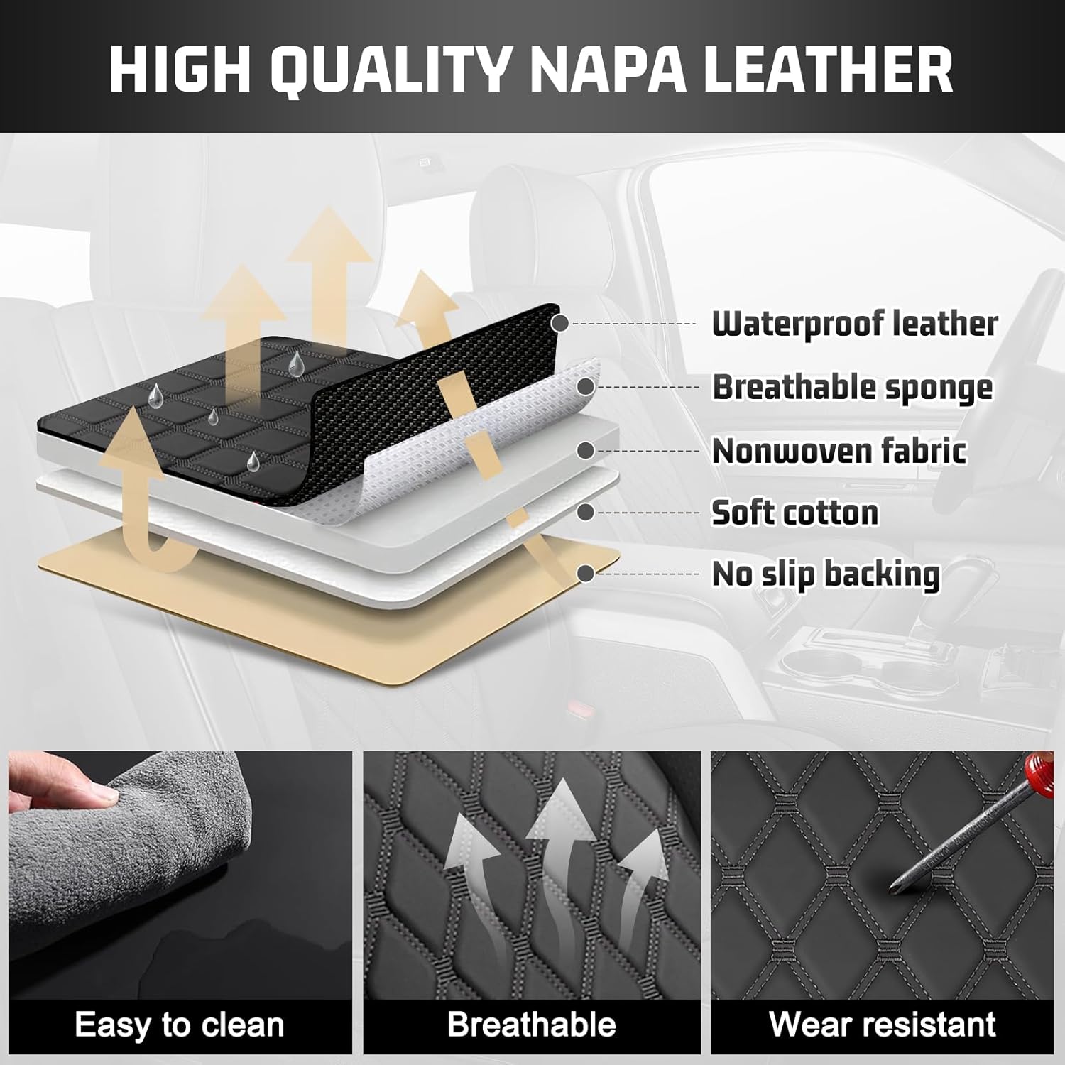 Umbrauto Truck Seat Covers for Silverado/Sierra,Black - Energize Trek