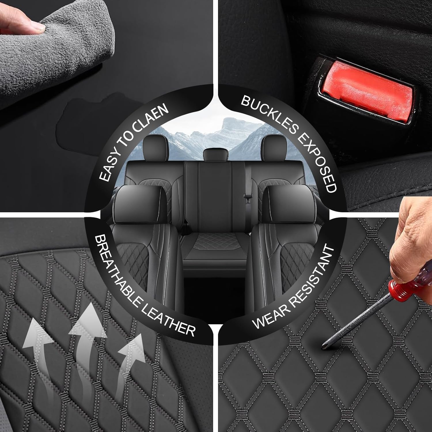 Umbrauto Truck Seat Covers for Silverado/Sierra,Black - Energize Trek