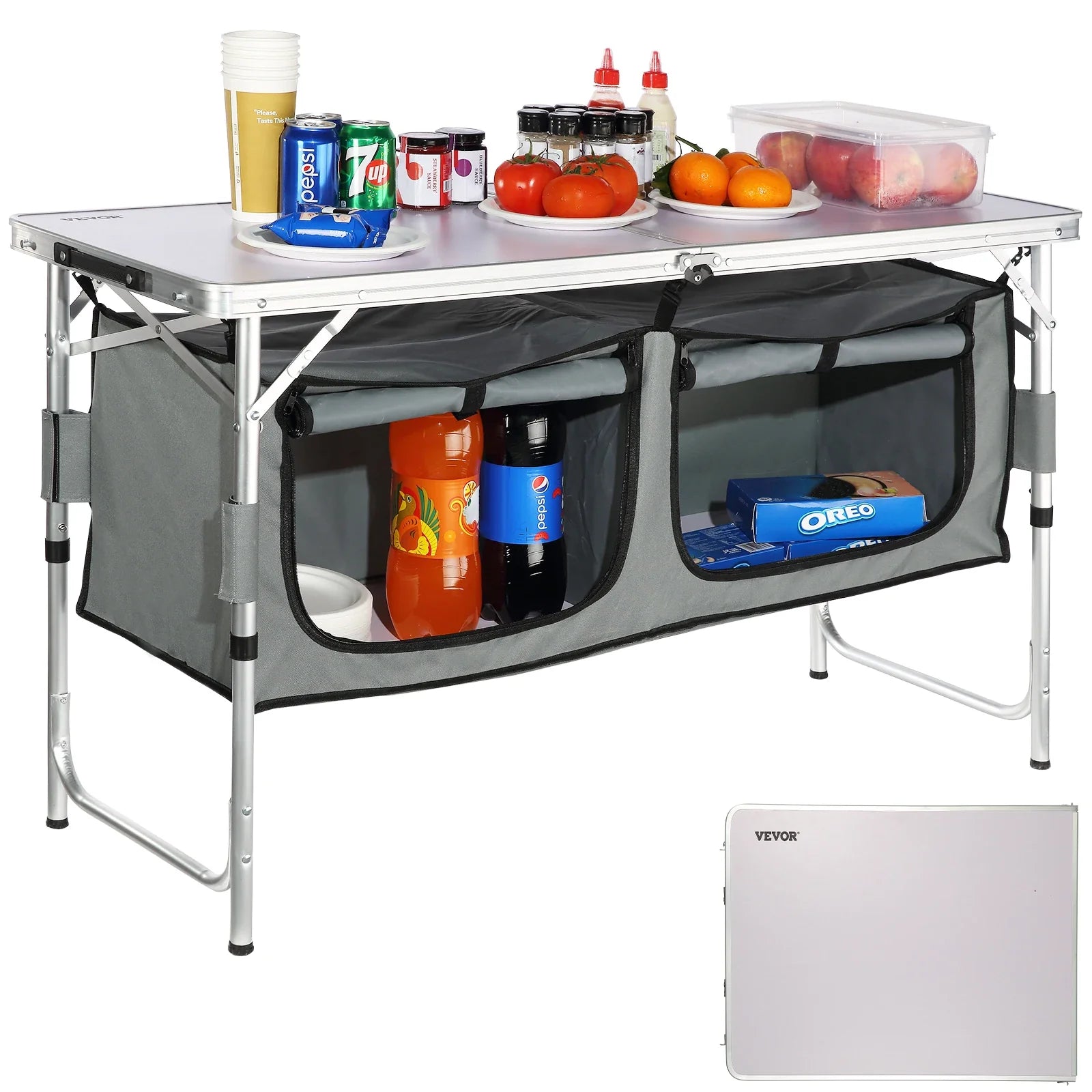 VEVOR Folding Camping Kitchen Table for Outdoor Cooking Portable - Energize Trek