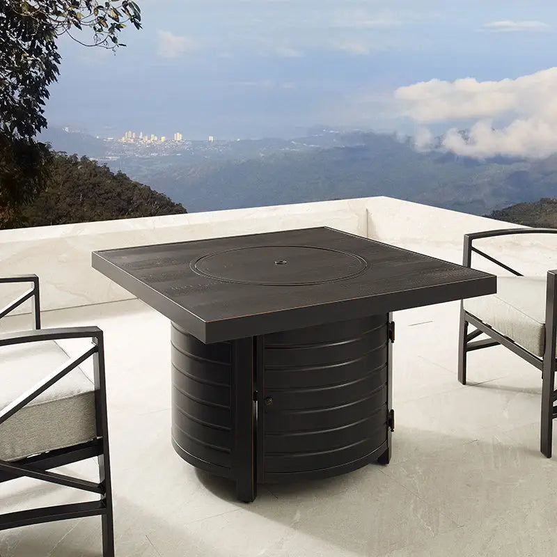 Yorke 40" Square Aluminum Convertible Gas Fire Pit Table - Energize Trek
