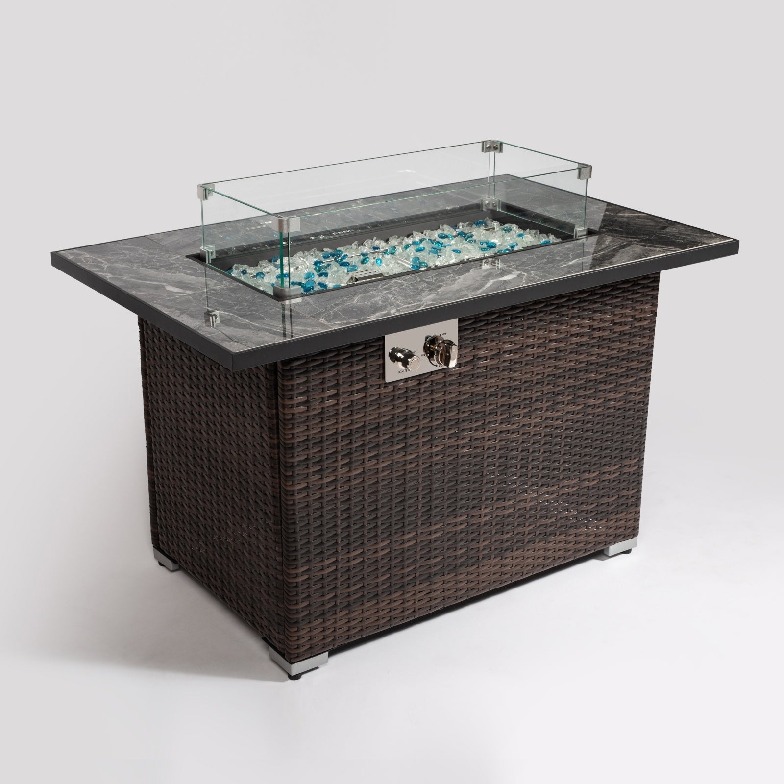 44 Outdoor Propane Fire Pit Table, Ceramic Tabletop Gas Fire Table
