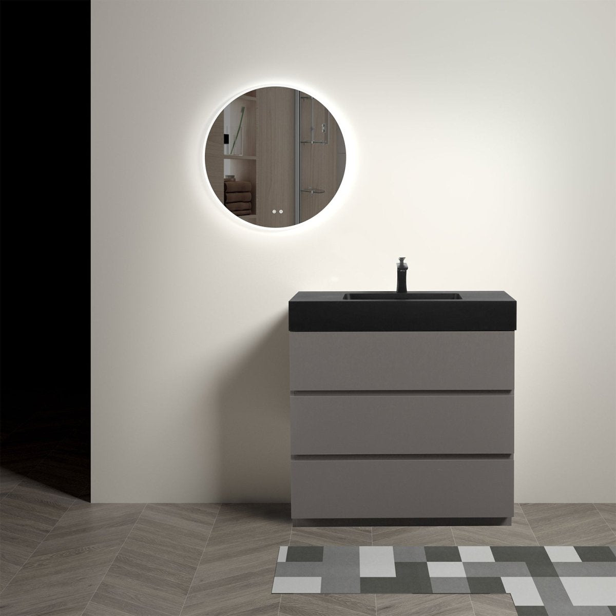 Alice 36 Inch Premium Modern Freestanding One-Piece Bathroom Vanity Set Without Drain And Faucet (SAK71364) - Energize Trek