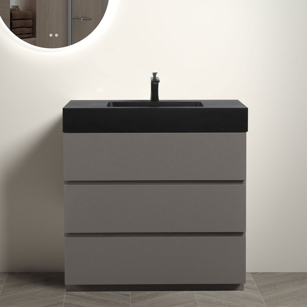 Alice 36 Inch Premium Modern Freestanding One-Piece Bathroom Vanity Set Without Drain And Faucet (SAK71364) - Energize Trek