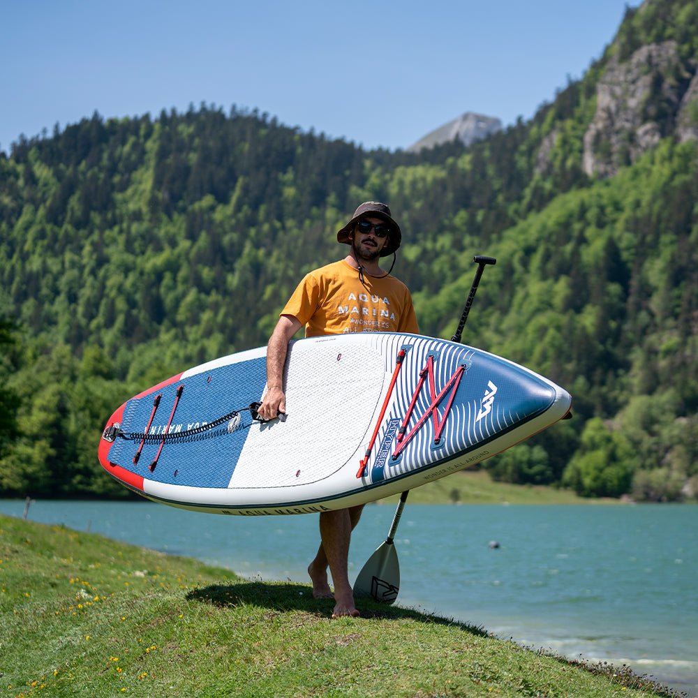 Aqua Marina Hyper BT-23HY02 Navy Touring SUP With Hydrodynamic Rail Edges & Adjustable Bungee, 12FT (SAK23285) - Energize Trek