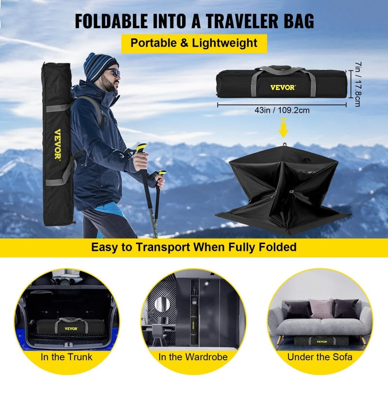 2-3 Person Ice Fishing Shelter, Pop-Up Portable Insulated Ice Fishing Tent, Waterproof Oxford Fabric - Energize Trek