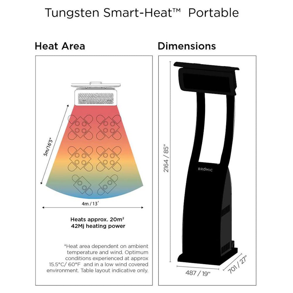Bromic Heating 85" Tungsten Smart-Heat™ Propane Gas Freestanding Portable Patio Heater, 38,500 BTU [BH0510001] (SAK73814) - Energize Trek