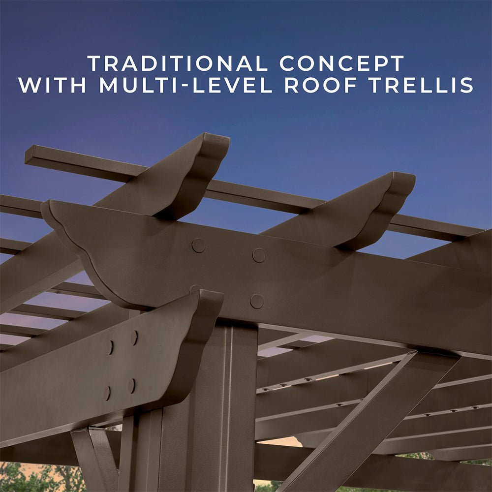 [10x12FT] Heavy Duty Backyard Galvanized Steel Powder Coated Pergola (91358672) - Energize Trek