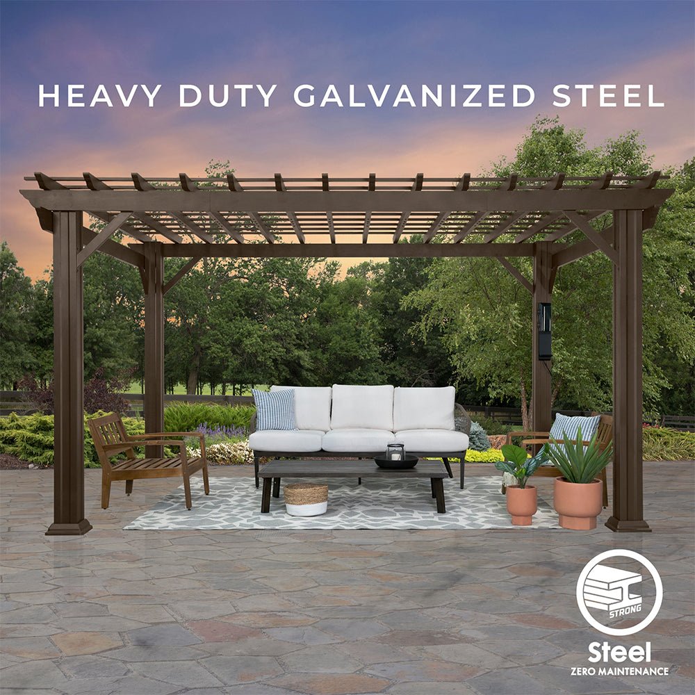 [10x12FT] Heavy Duty Backyard Galvanized Steel Powder Coated Pergola (91358672) - Energize Trek