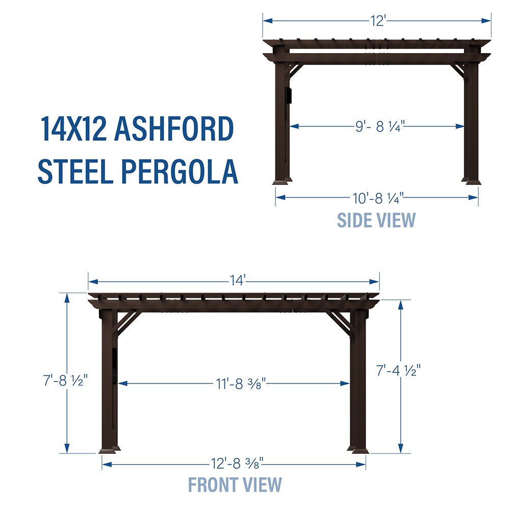 [10x12FT] Heavy Duty Backyard Galvanized Steel Powder Coated Pergola (91358672) - Energize Trek
