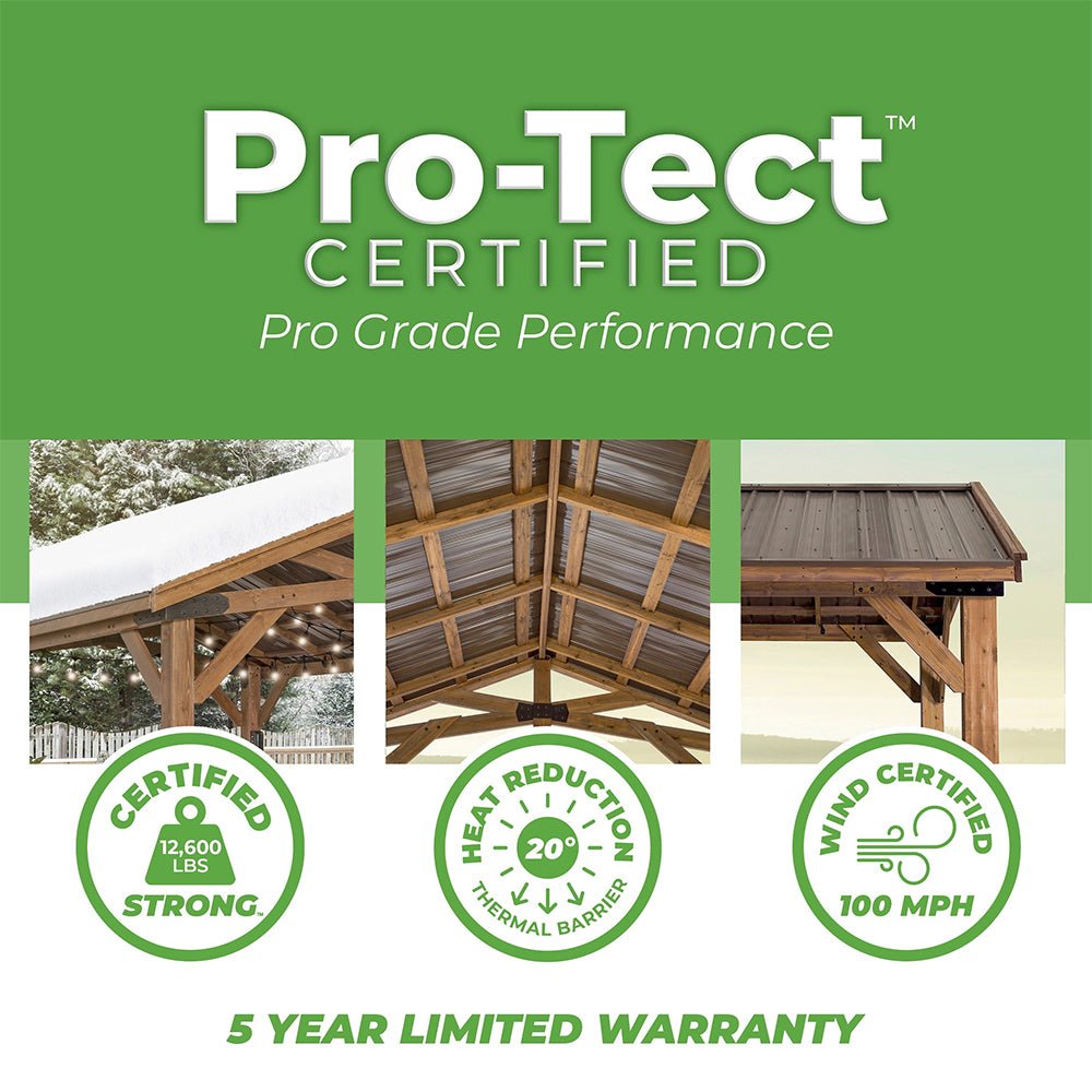 [12x20FT] BYD Premium All Cedar Wooden Carport Pavilion Gazebo With Sloped Hardtop Steel Roof (92758314) - Energize Trek
