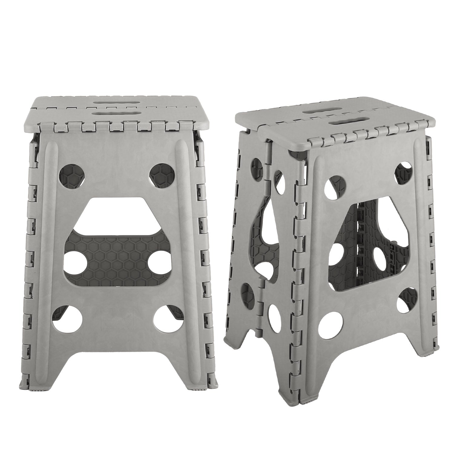2 Pack 17.91In High Step Stool Folding Stepping Stool Lightweight Plastic Step Stool with Handle Non-slip for Kitchen Bathroom