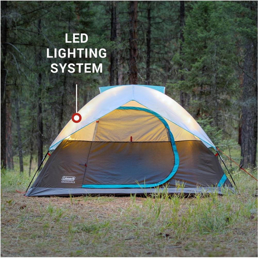 Coleman OneSource Rechargeable 4-Person Camping Dome Tent w/Airflow System  LED Lighting - Energize Trek
