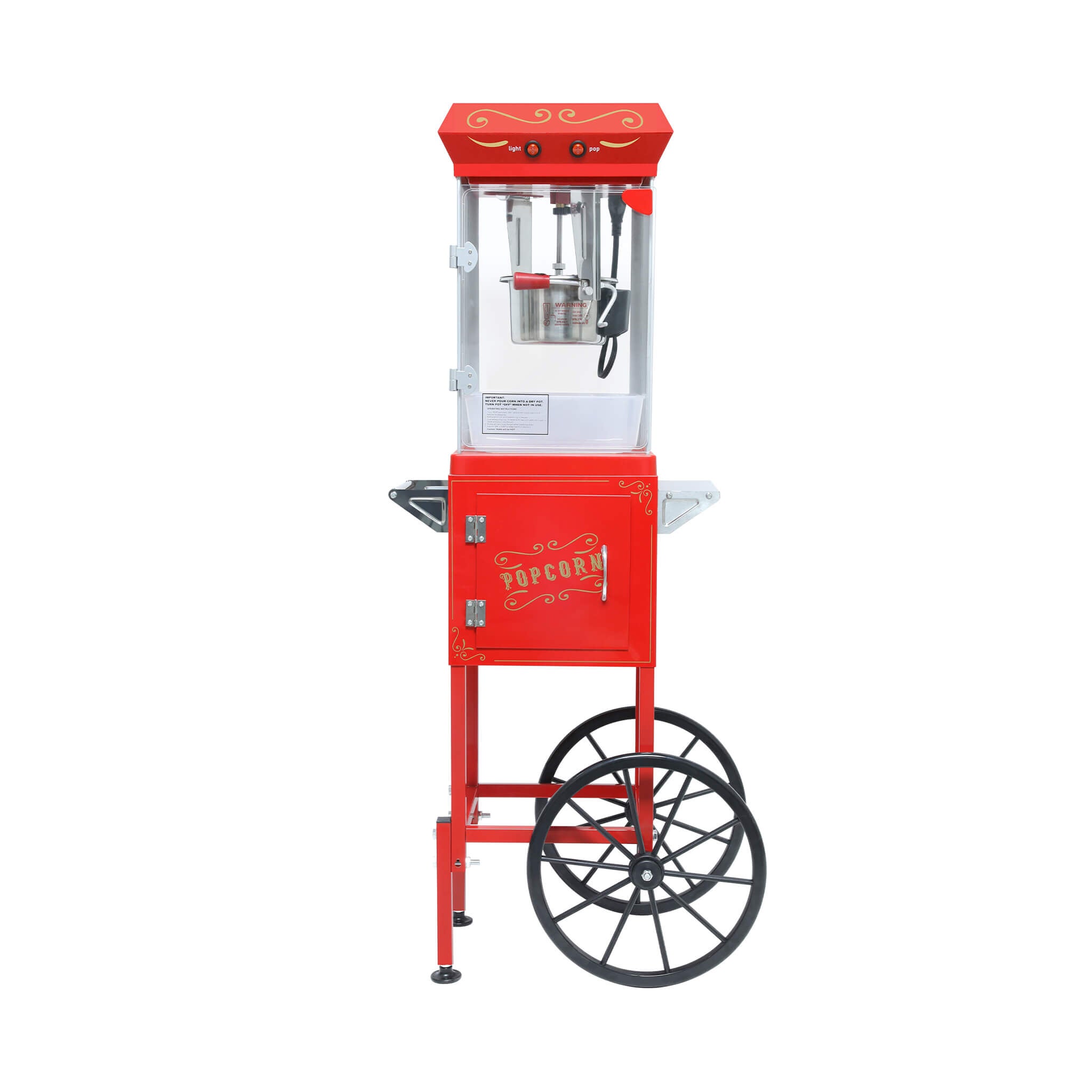 Commercial 6-Ounce Stainless Steel Vintage Popcorn Machine With Cart, Red (SAK35951) - Energize Trek